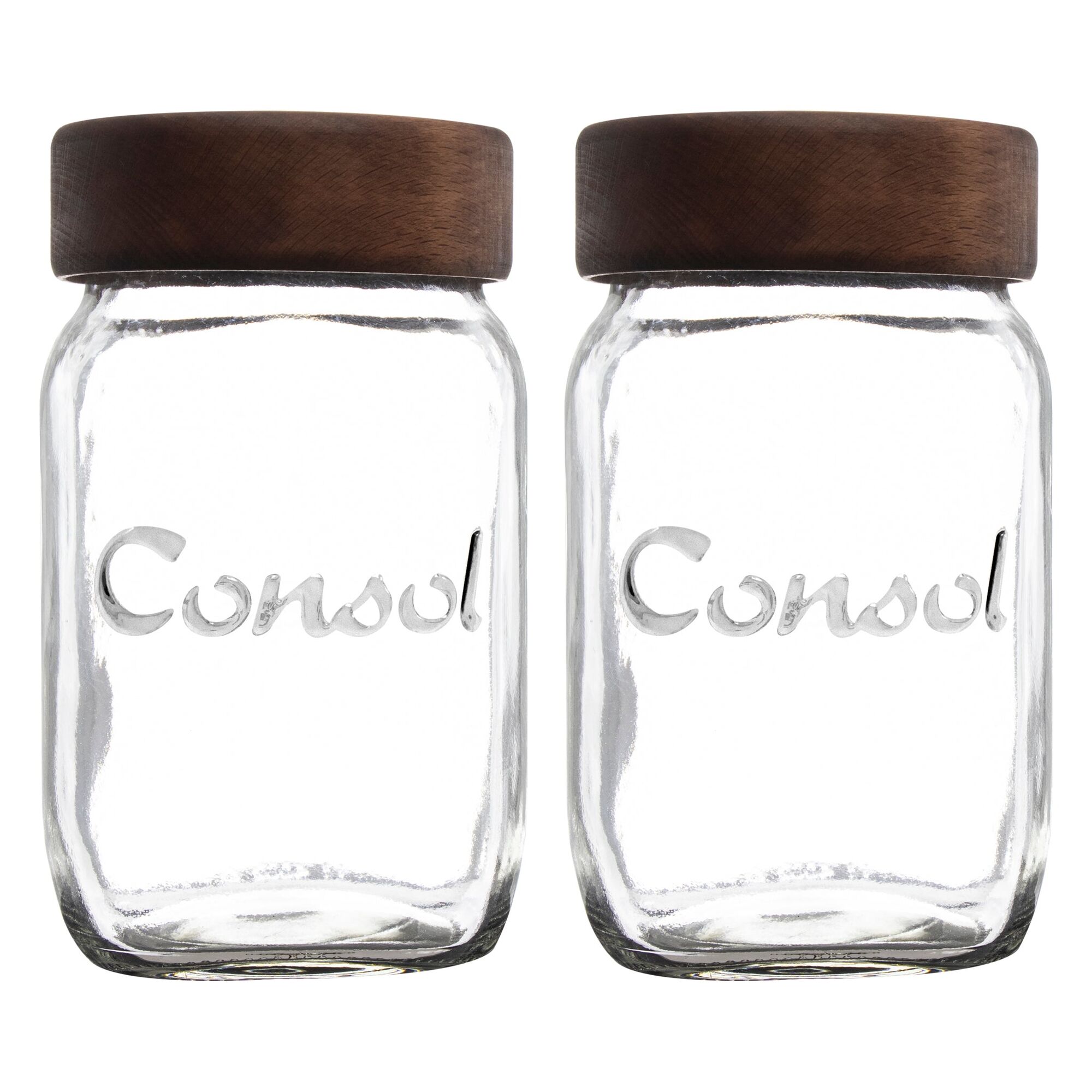 CONSOL JAR WITH DARK WOOD LID 2 PACK, 1LT (167X102MM DIA)