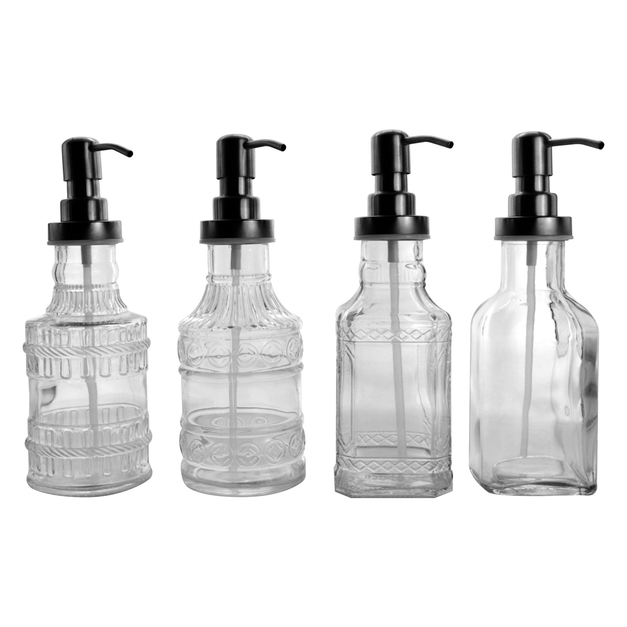 REGENT GLASS ASSORTED DESIGNS SOAP DISPENSER, (450ML)