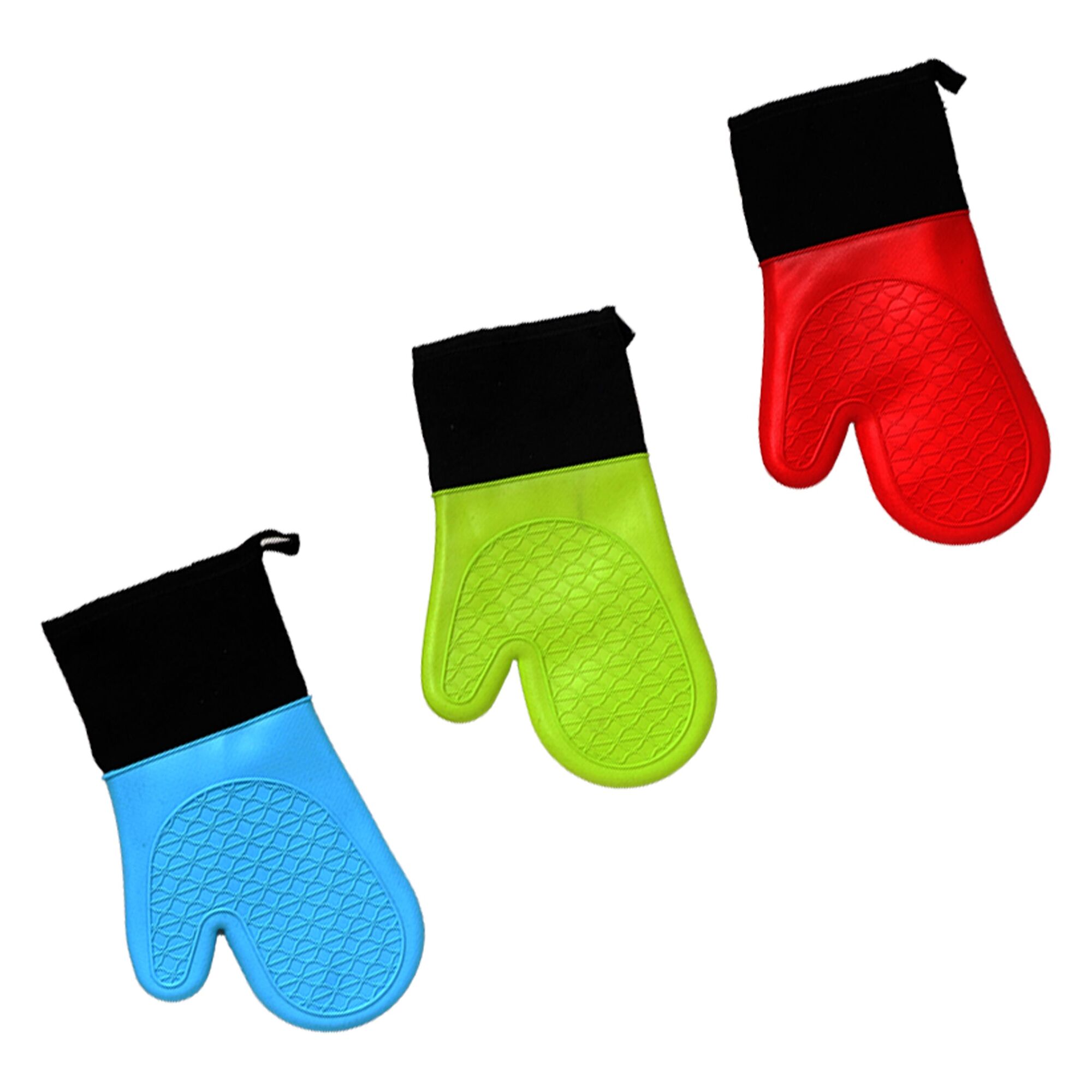 REGENT SILICONE OVEN GLOVE GREEN, RED AND BLUE ASST. COLOURS, (310X170X10MM)