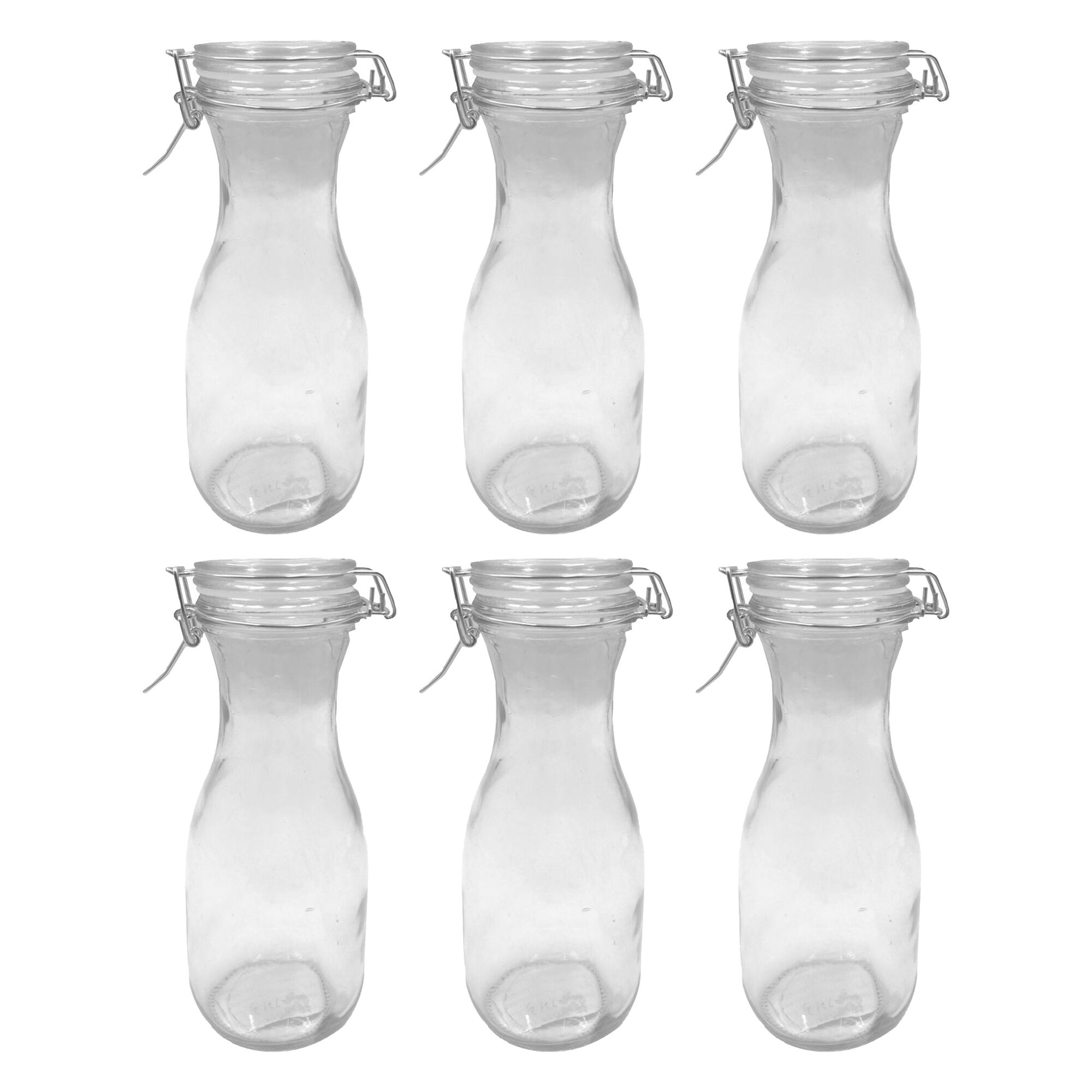 REGENT GLASS CARAFE WITH RESEALABLE CLIP TOP GLASS LID 6 PACK, 500ML (200X75MM DIA)