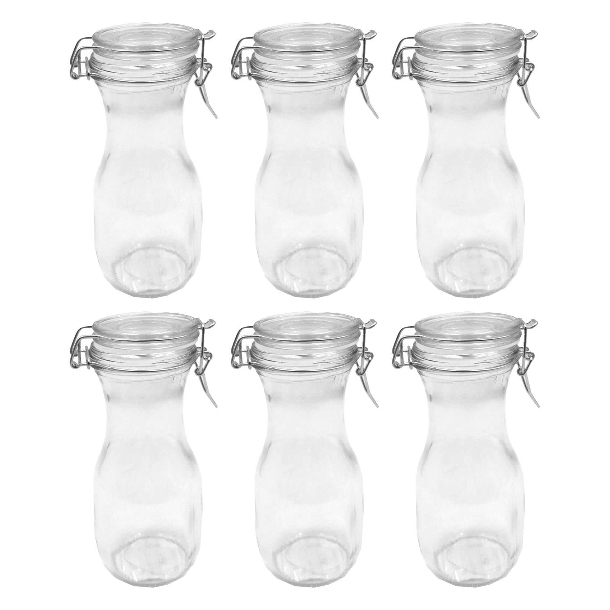 REGENT GLASS CARAFE WITH RESEALABLE CLIP TOP GLASS LID 6 PACK, 250ML (160X70MM DIA)