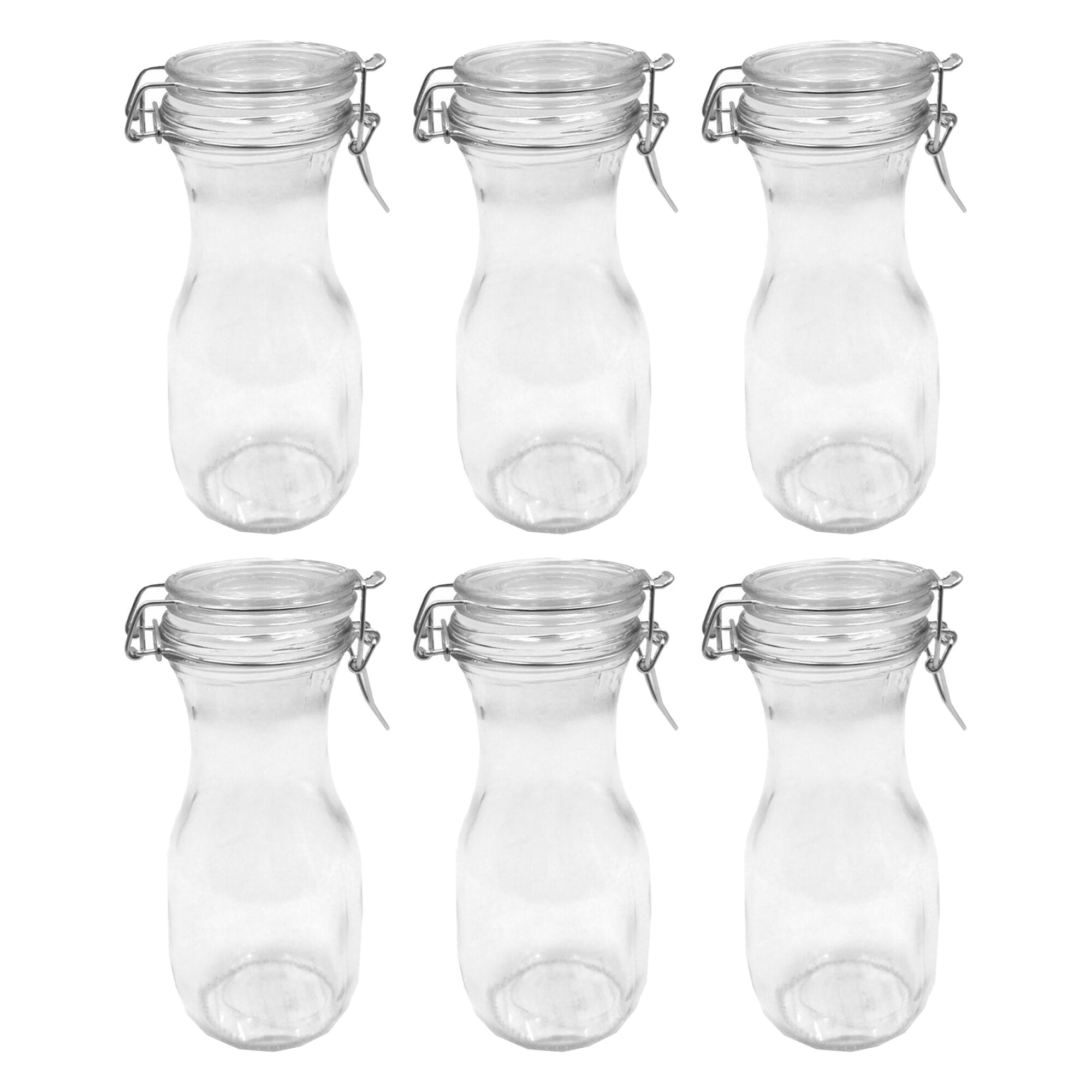 REGENT GLASS CARAFE WITH RESEALABLE CLIP TOP GLASS LID 6 PACK, 250ML (160X70MM DIA)