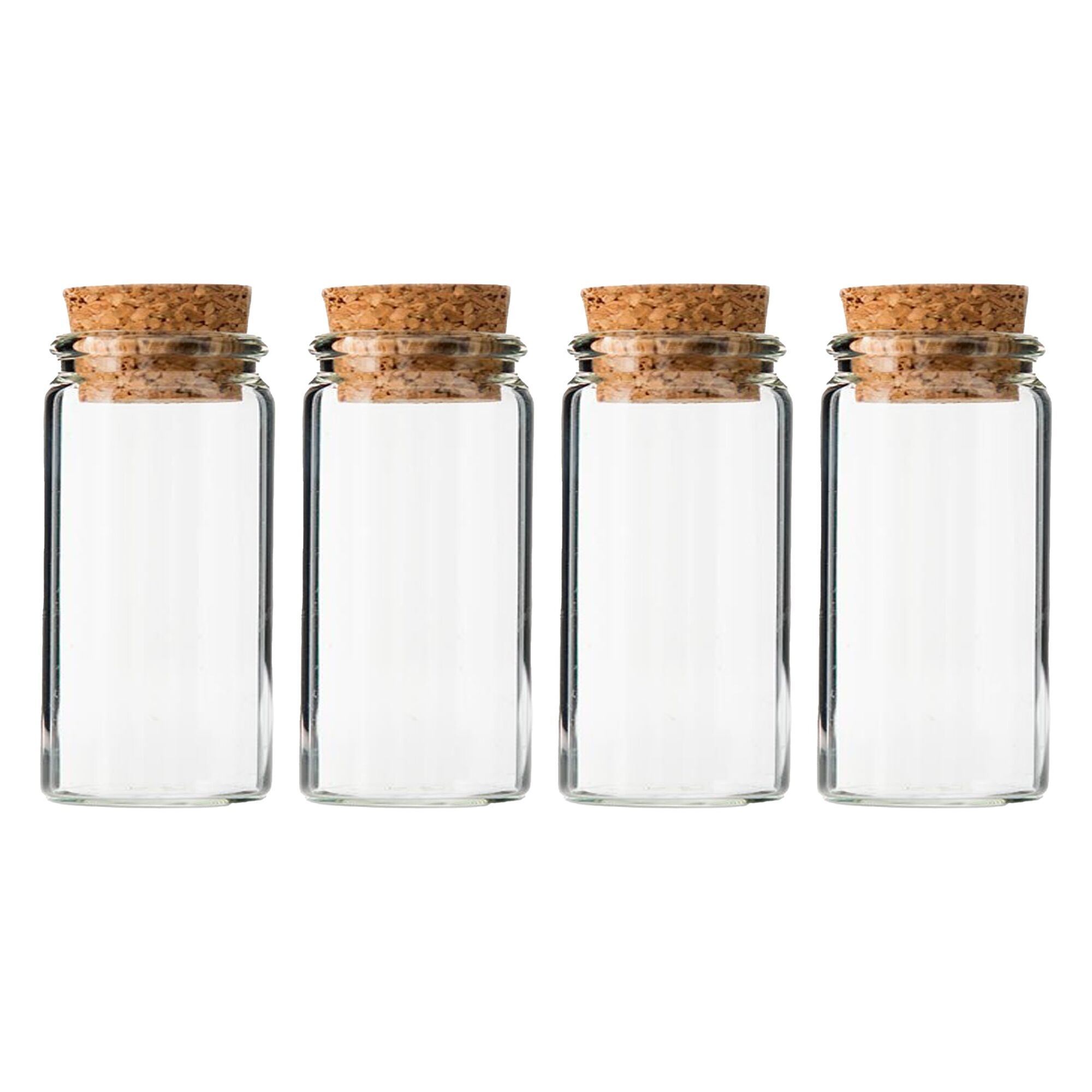 REGENT GLASS BOTTLES WITH CORK LIDS 4PCS, 95ML (47MM DIAX80MM)