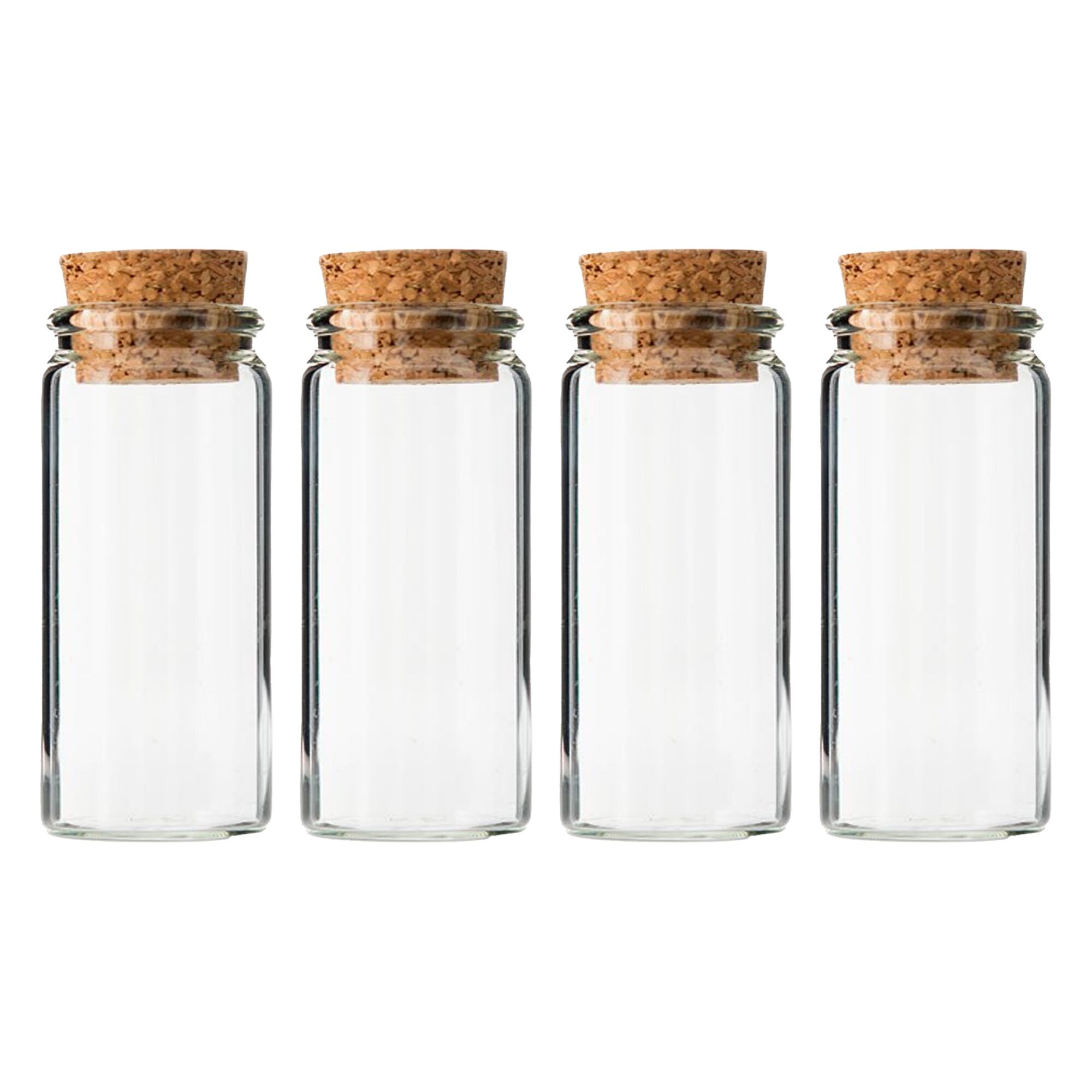 REGENT GLASS BOTTLES WITH CORK LIDS 4PCS, 110ML (47MM DIAX90MM)