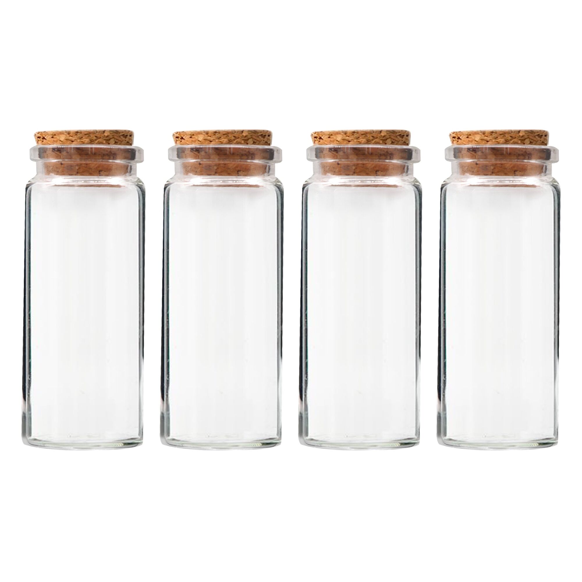 REGENT GLASS BOTTLES WITH CORK LIDS 4PCS, 70ML (90X37MM DIA)