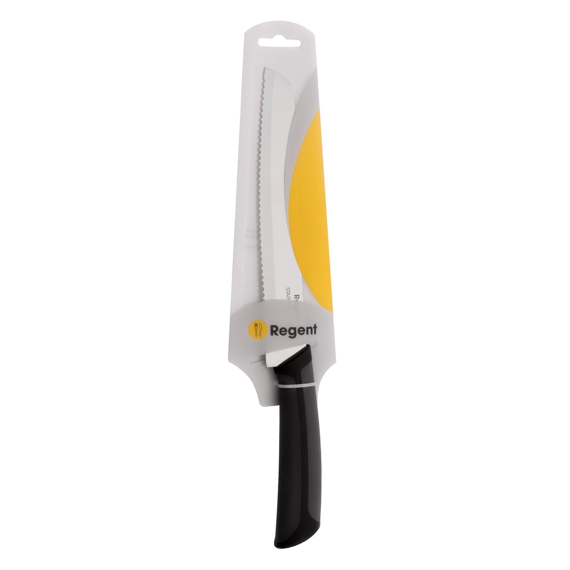 REGENT KITCHEN PREMIUM BREAD KNIFE WITH BLACK AND GREY HANDLE, 320MM