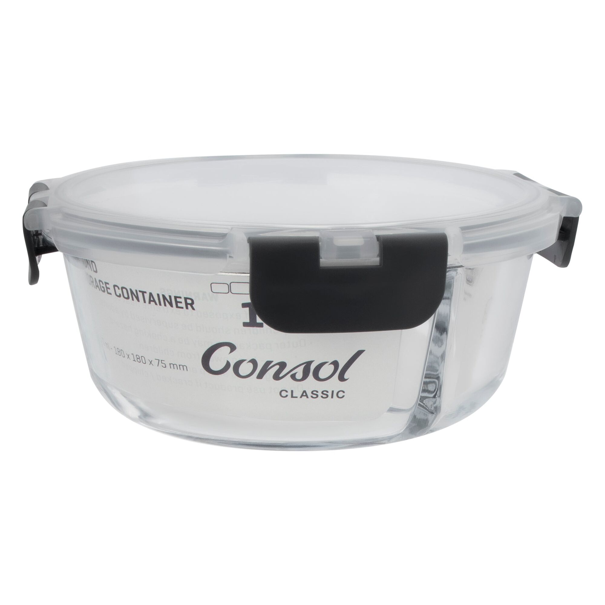 CONSOL MADRID 3 DIVISION ROUND STORAGE CONTAINER WITH CLIP LID, 910ML (180MM DIAX75MM)