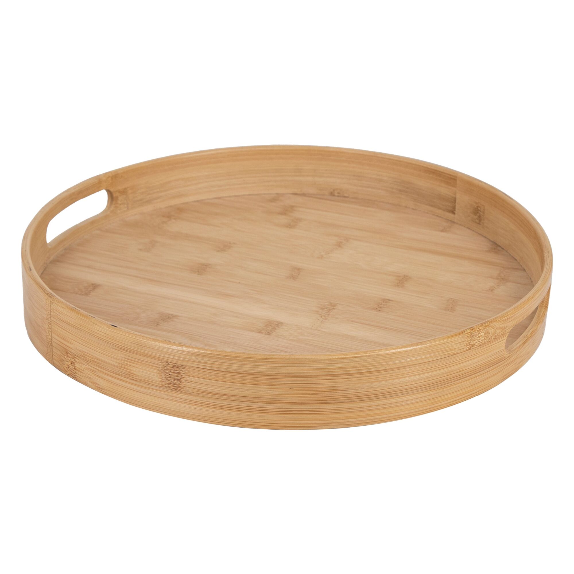 REGENT BAMBOO ROUND SERVING TRAY WITH CUT OUT HANDLE, (360MM DIAX50MM)