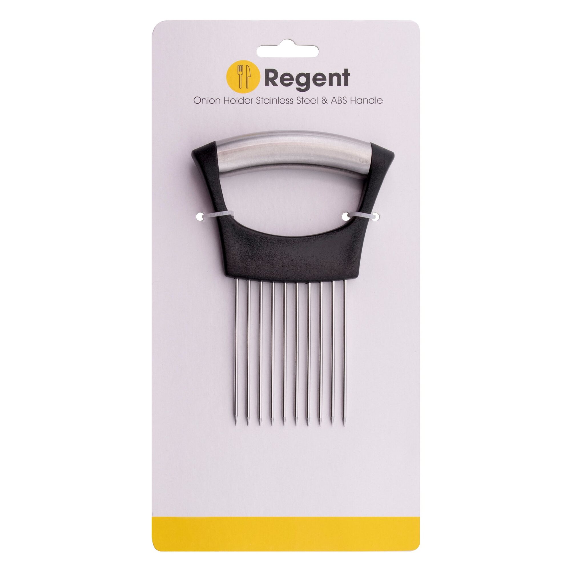 REGENT KITCHEN ONION HOLDER FOR SLICING ST STEEL & ABS HANDLE, (142X95X18MM)