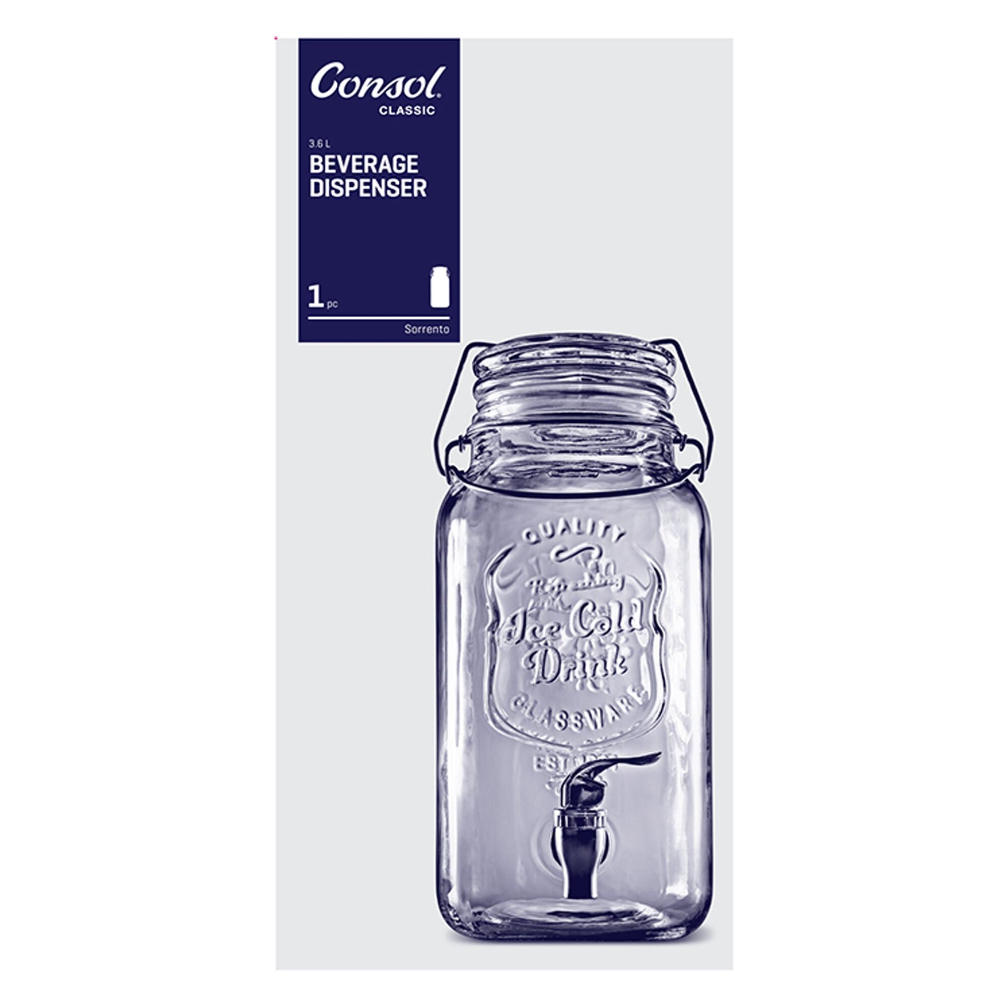 CONSOL SORRENTO CLIP-TOP BEVERAGE DISPENSER, 3.6LT (315X140X140MM)