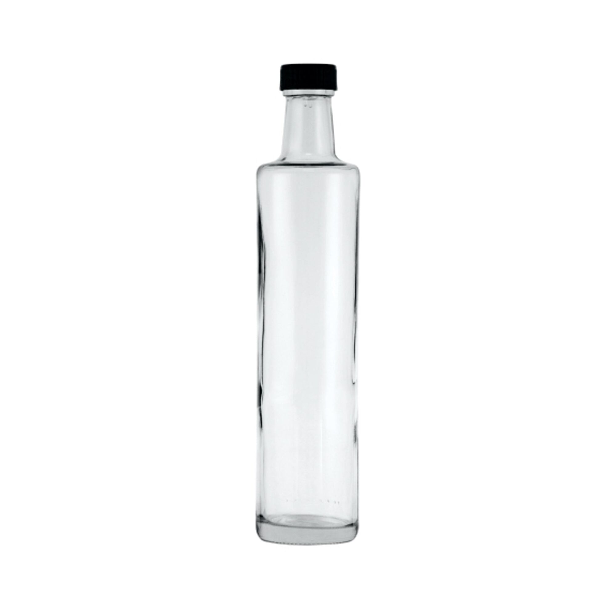 CONSOL ROUND OIL & VINEGAR BOTTLE WITH BLACK LID, 250ML (234X50MM DIA)