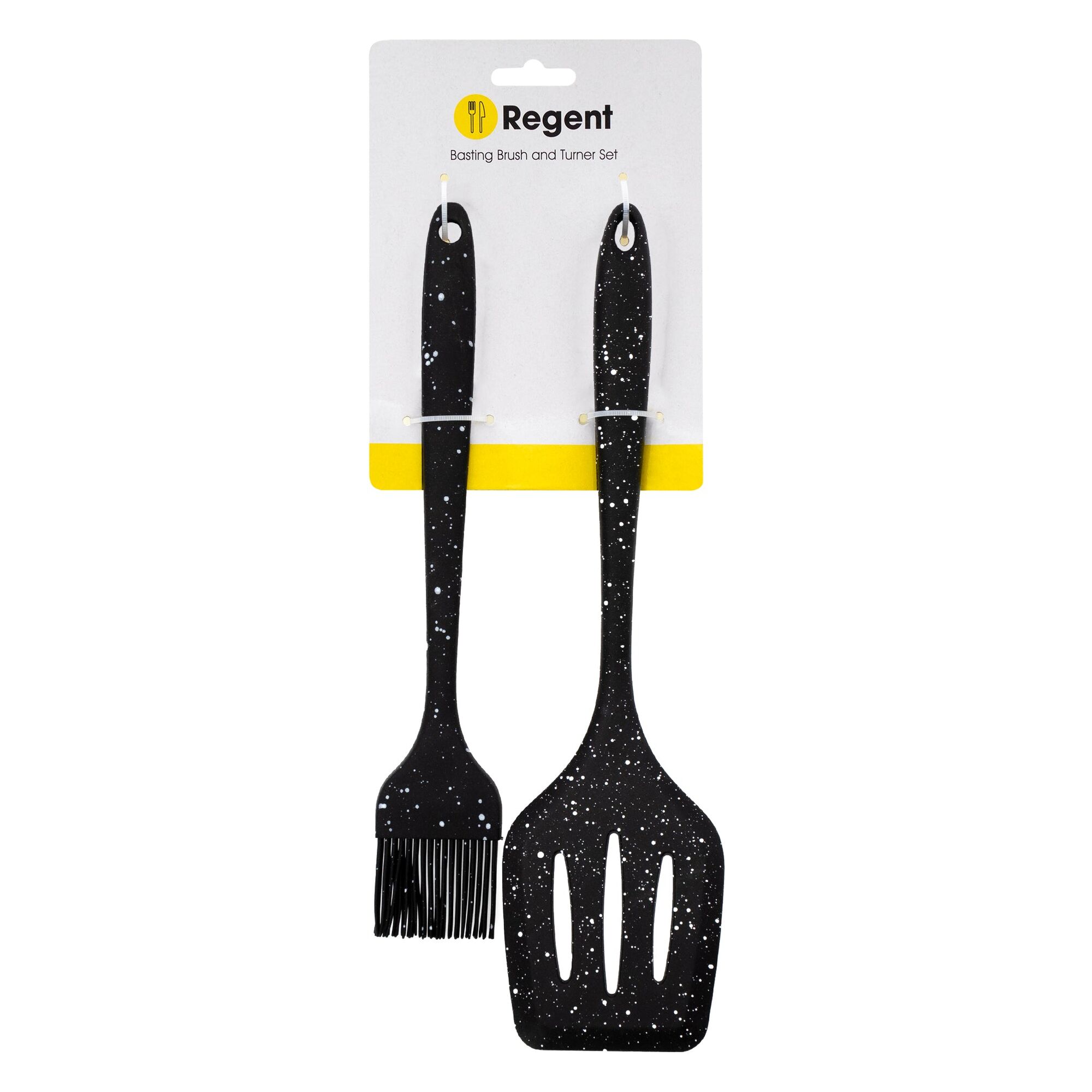 REGENT KITCHEN BASTING BRUSH AND TURNER NYLON SPECKLED BLACK 2PK SET, 260MM l 300MM