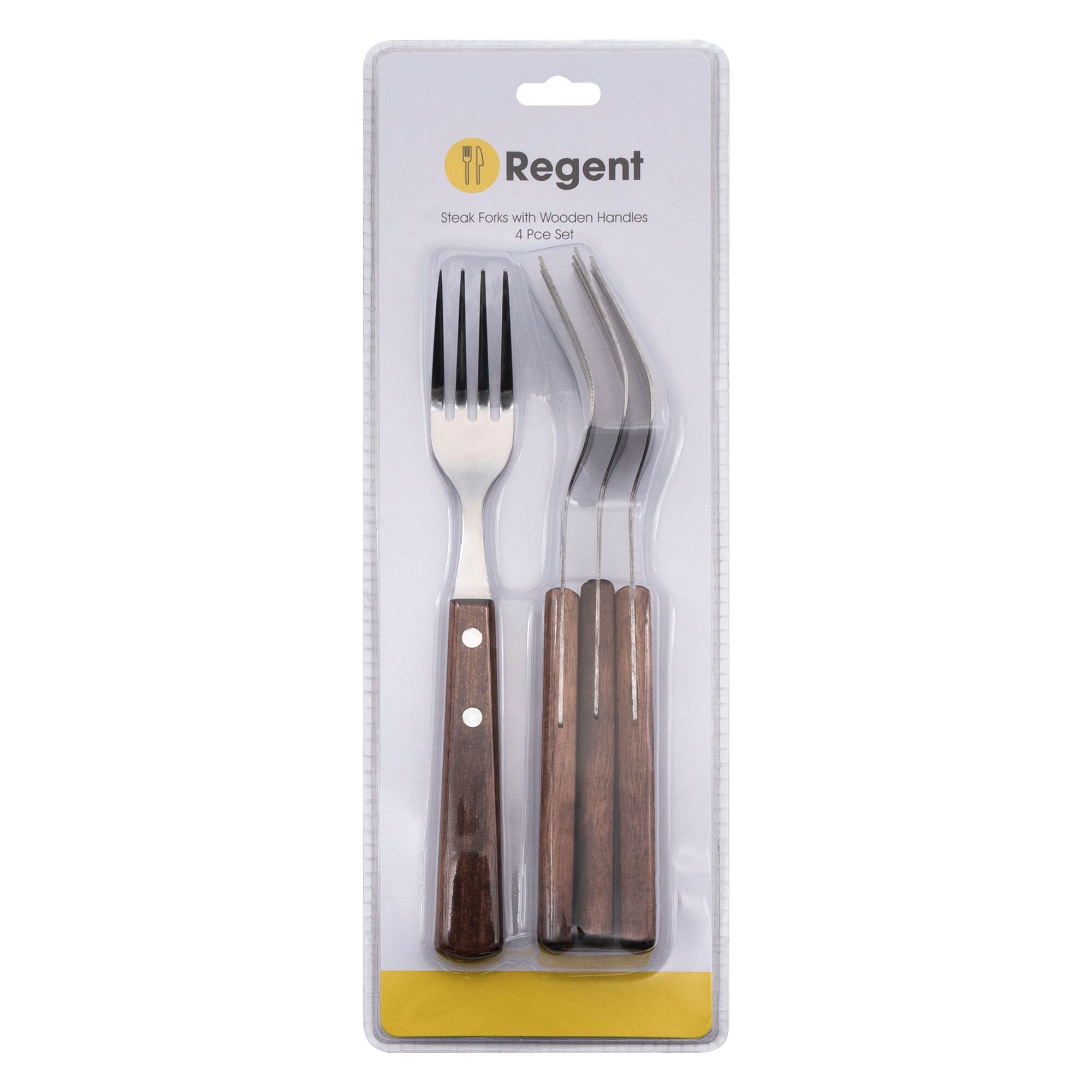 REGENT KITCHEN FORKS WITH WOODEN HANDLES 4CE SET, 209MM