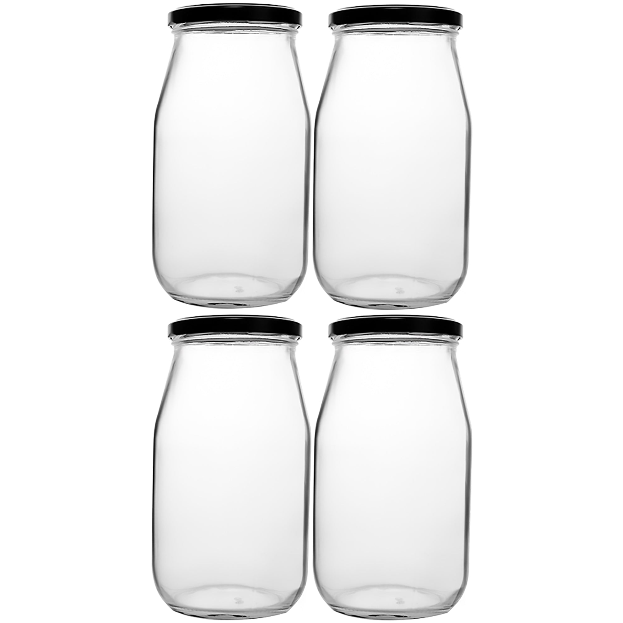 REGENT MAYO JAR WITH BLACK LID 4 PACK, 1LT (100MM DIAX185MM)