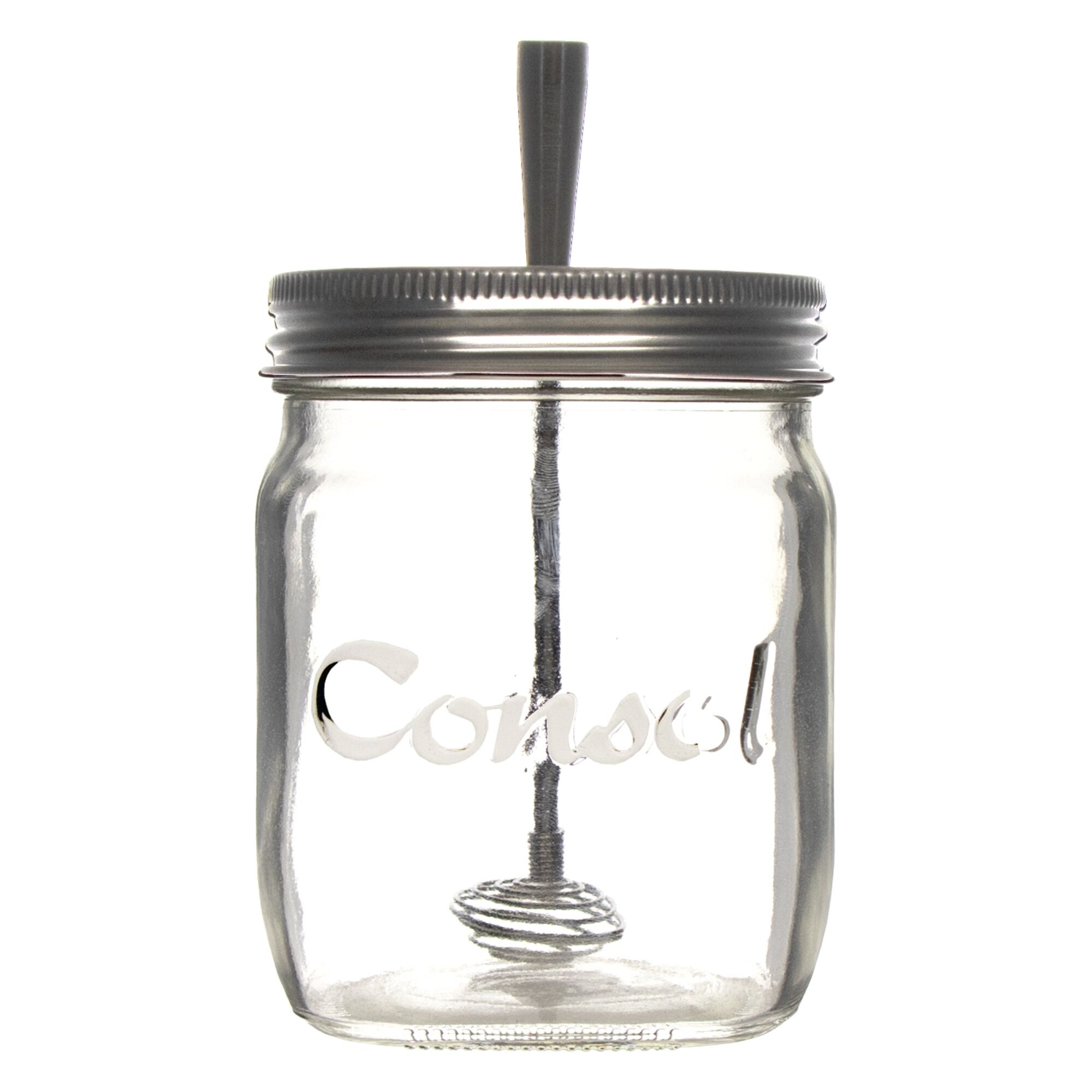 REGENT GLASS JAR WITH STAINLESS STEEL HONEY DRIZZLER, 500ML (90MM DIAX155MM)