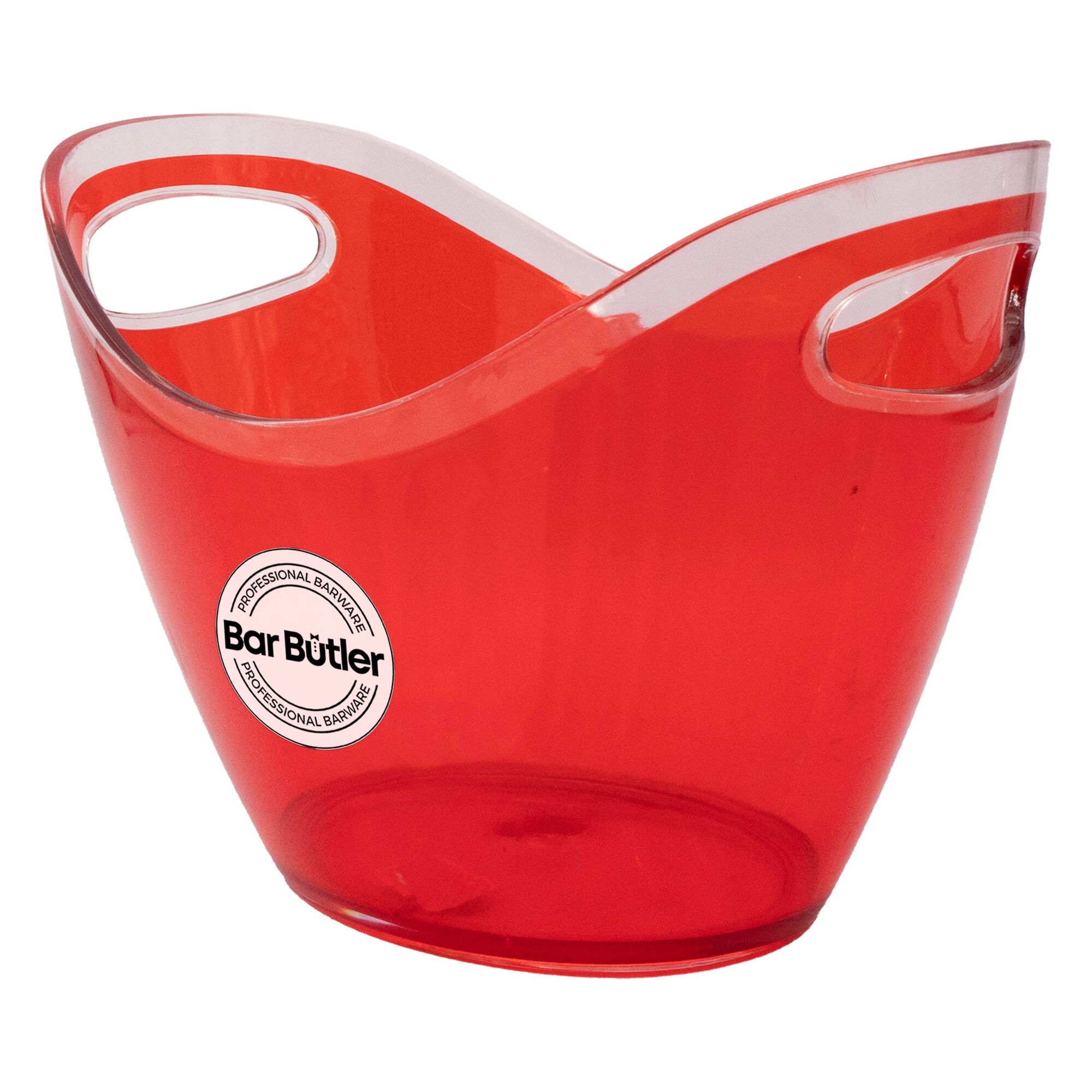 BAR BUTLER TWO TONE WINE BUCKET OVAL RED/CLEAR PS PLASTIC, 3.5L