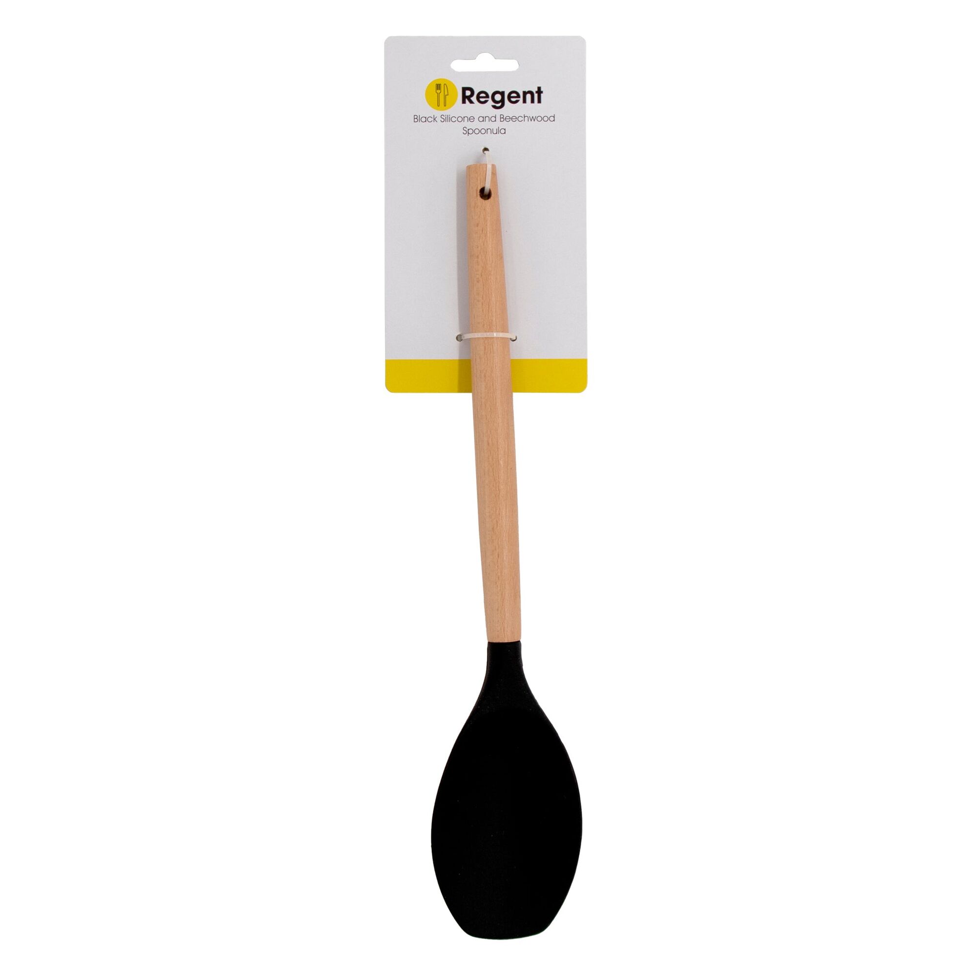 REGENT KITCHEN SPOONULA BLACK SILICONE AND WOODEN HANDLE, 330MM
