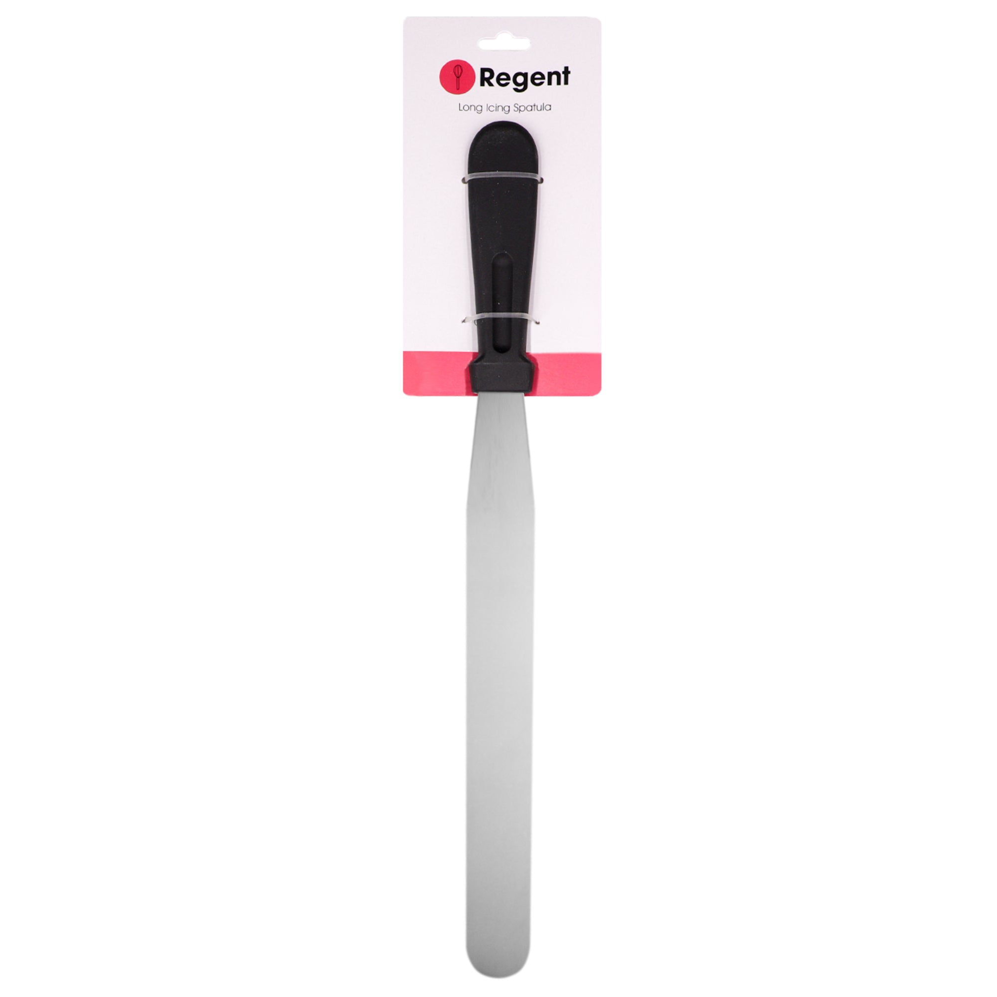 REGENT BAKING ICING SPATULA LONG WITH BLACK PP HANDLE, 370MM