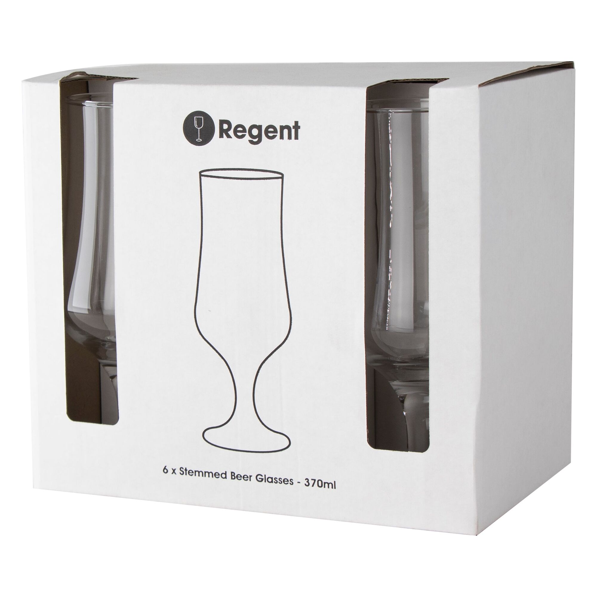 REGENT STEMMED BEER GLASS 6PK, 370ML
