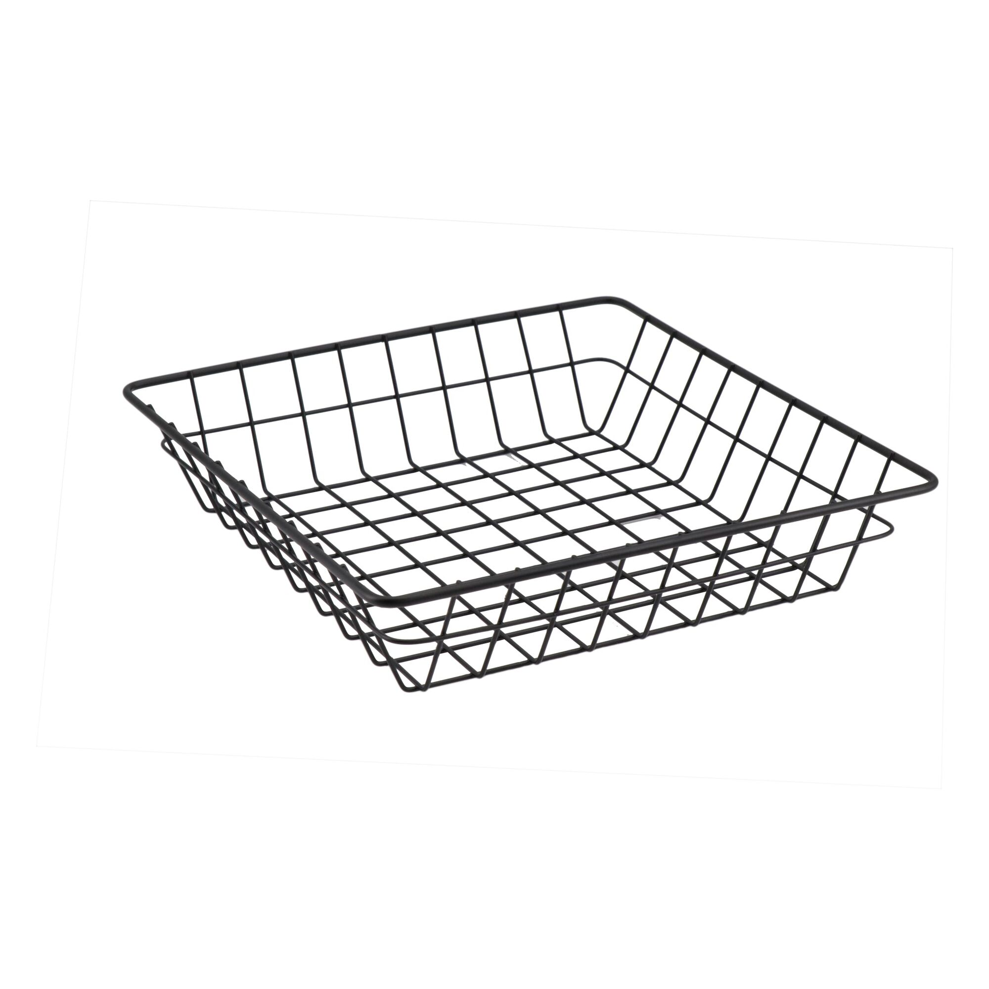 REGENT WIRE SERVING SQUARE MEDIUM BASKET POWDER COATED BLACK, 250MM