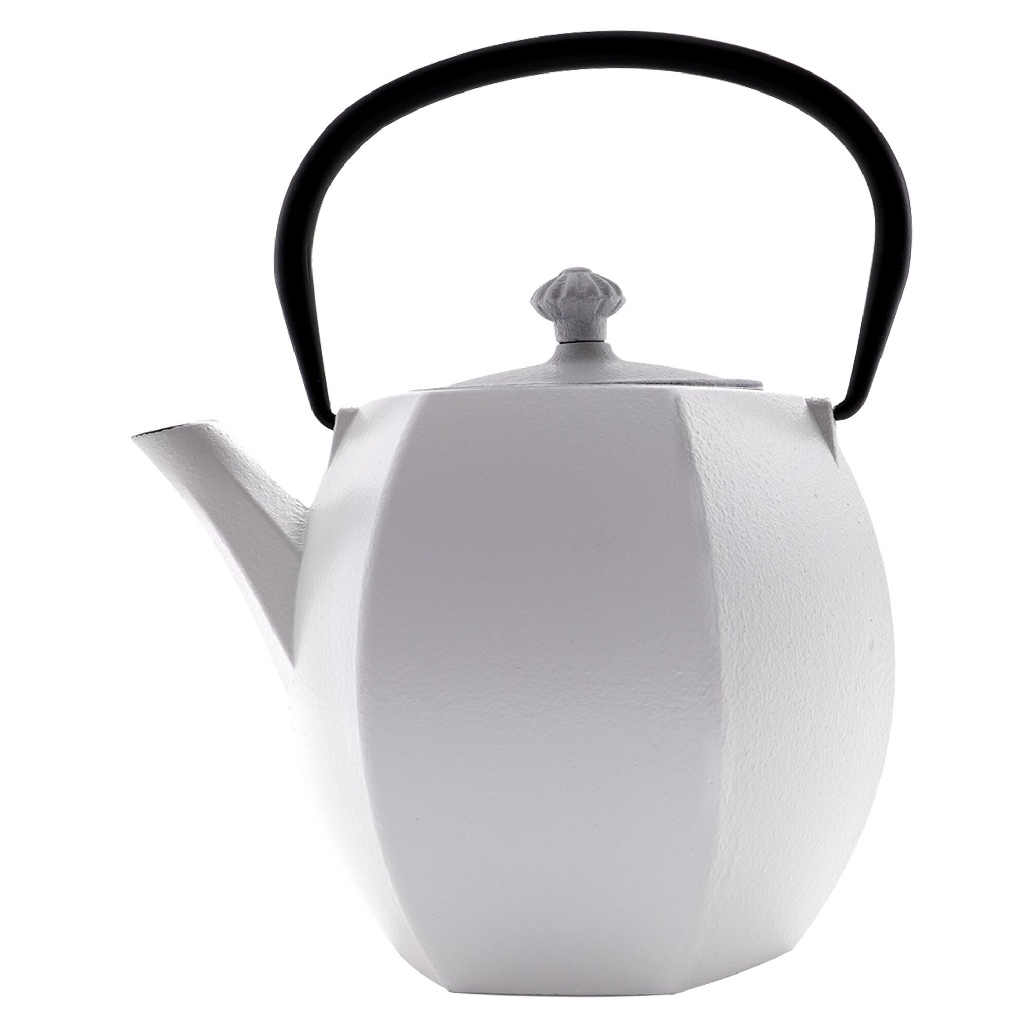 REGENT CAST IRON NAMBU TEKKI STYLE JAPANESE TEAPOT WHITE WITH BLACK HANDLE, 800ML