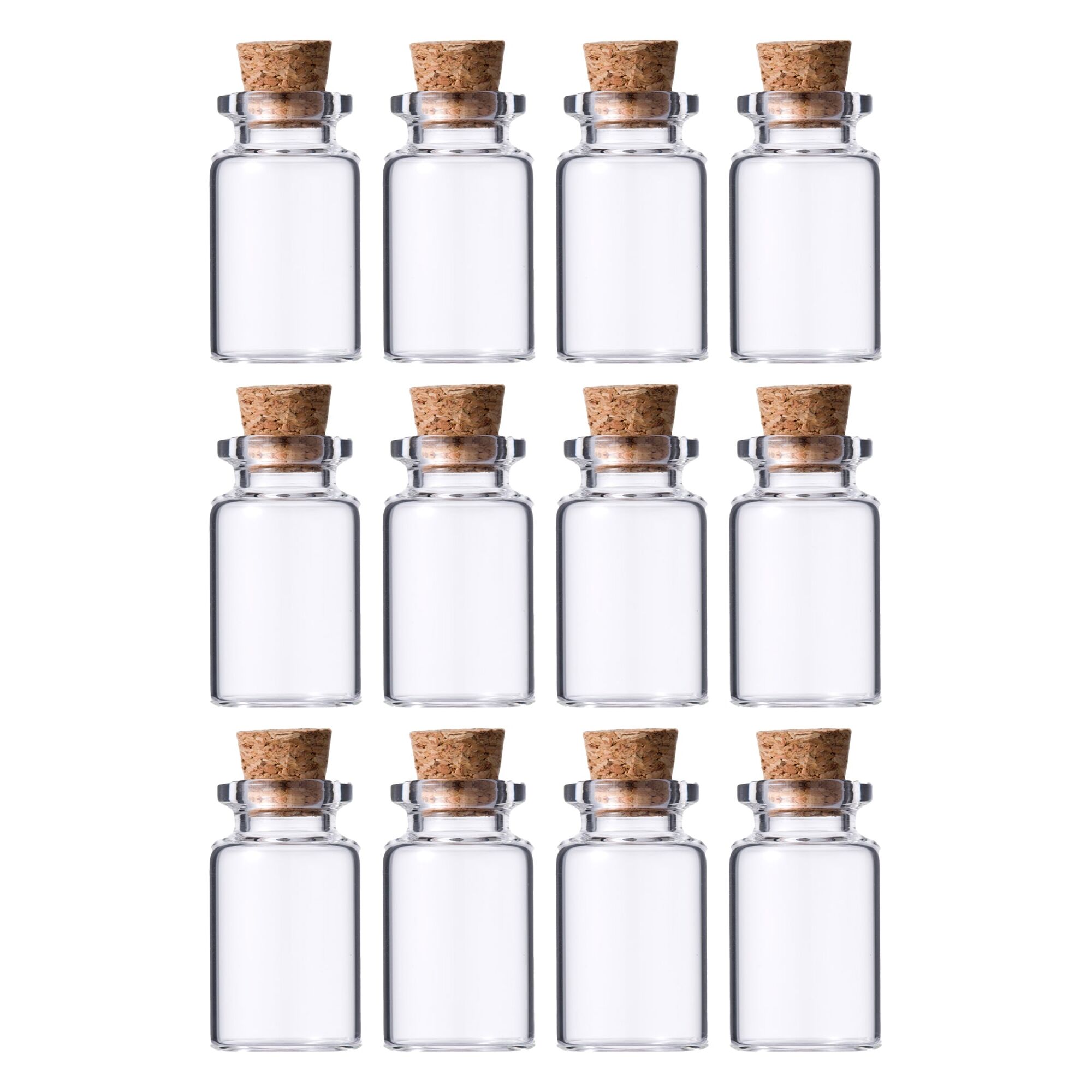 REGENT GLASS BOTTLES WITH CORK LIDS 12PK, 15ML