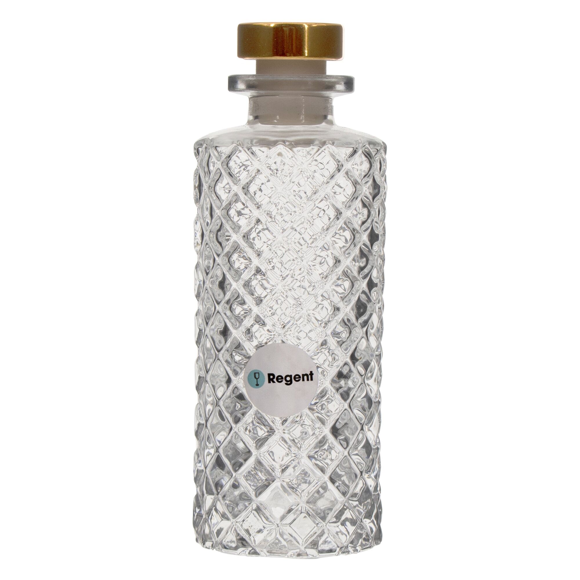 REGENT GLASS LATTICE PATTERN PERFUME BOTTLE WITH ROSE GOLD PLASTIC STOPPER, 150ML