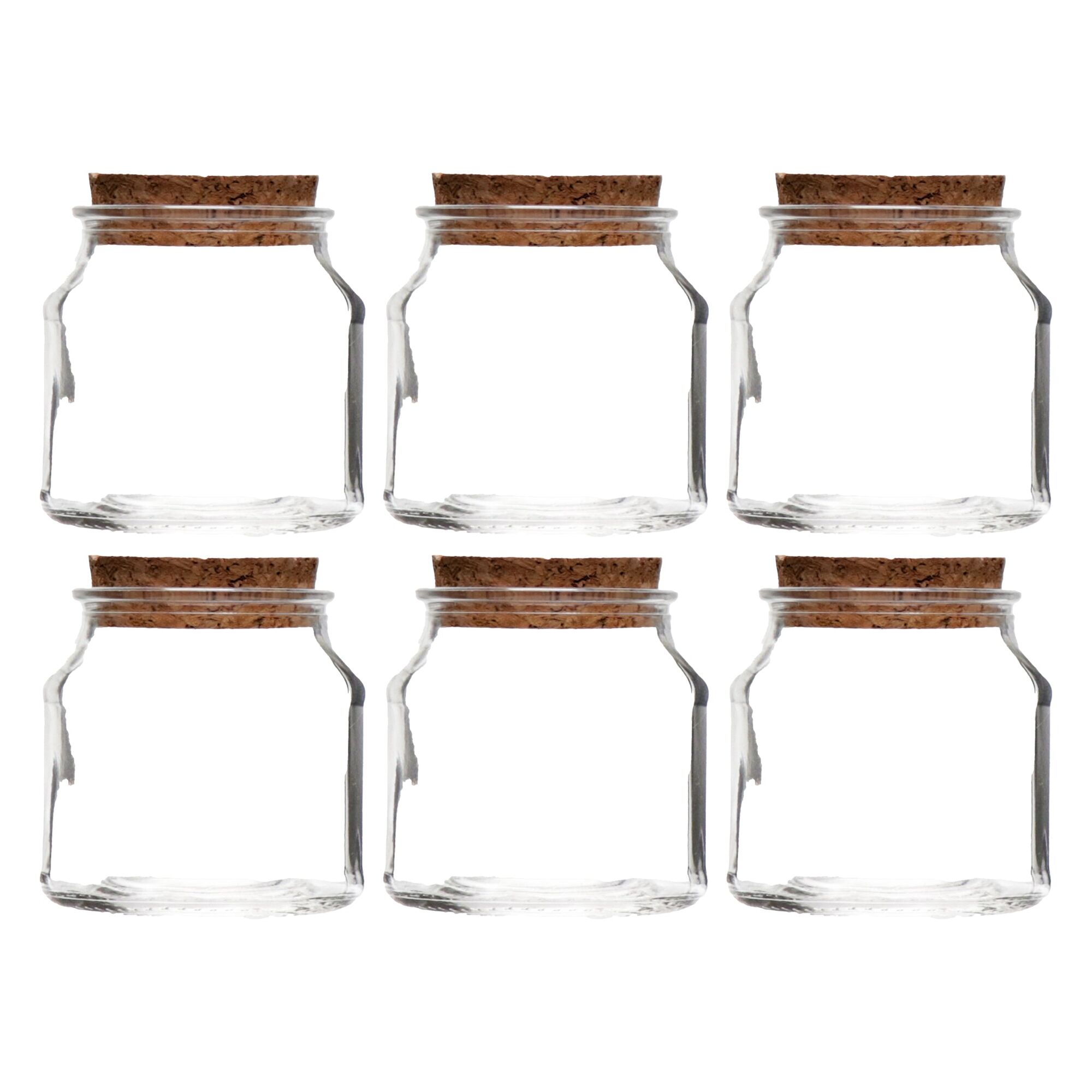 REGENT GLASS ROUND JARS WITH CORK LID 6PK, 130ML