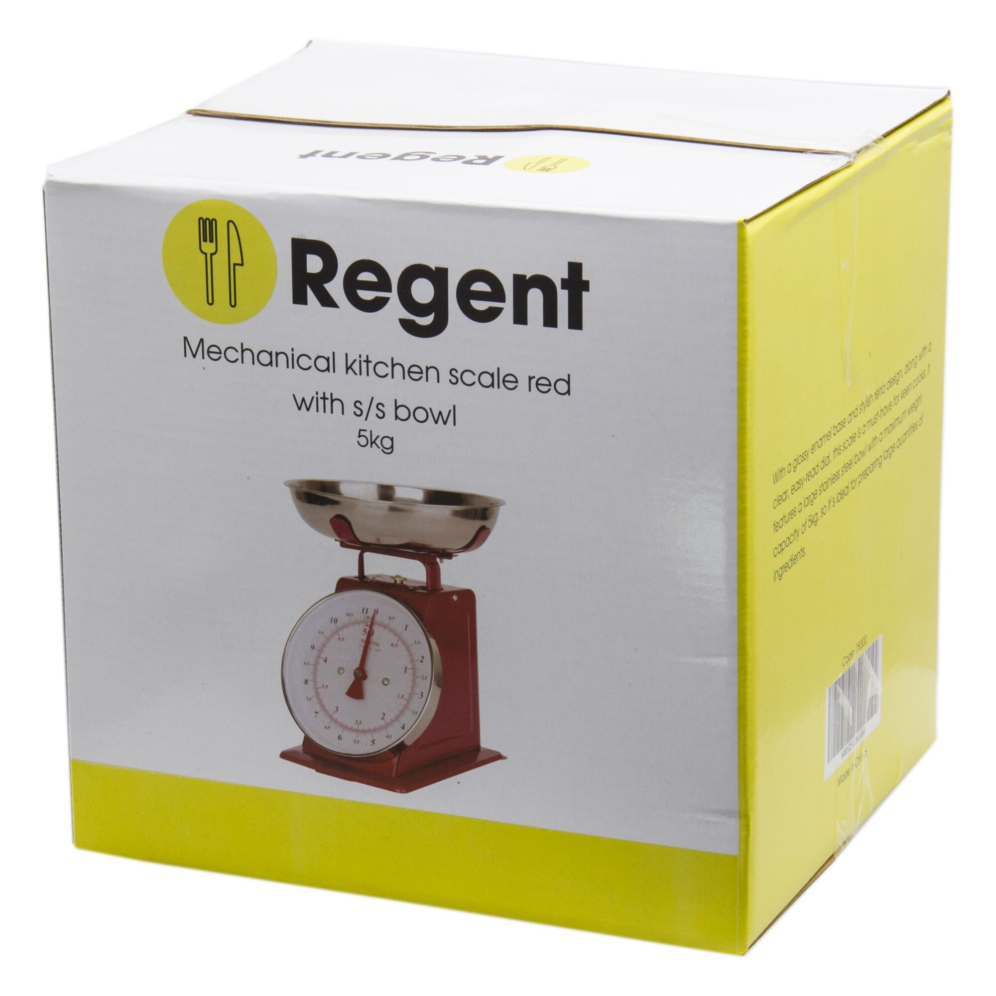 REGENT KITCHEN SCALE MECHANICAL RED WITH ST STEEL BOWL, 5KG