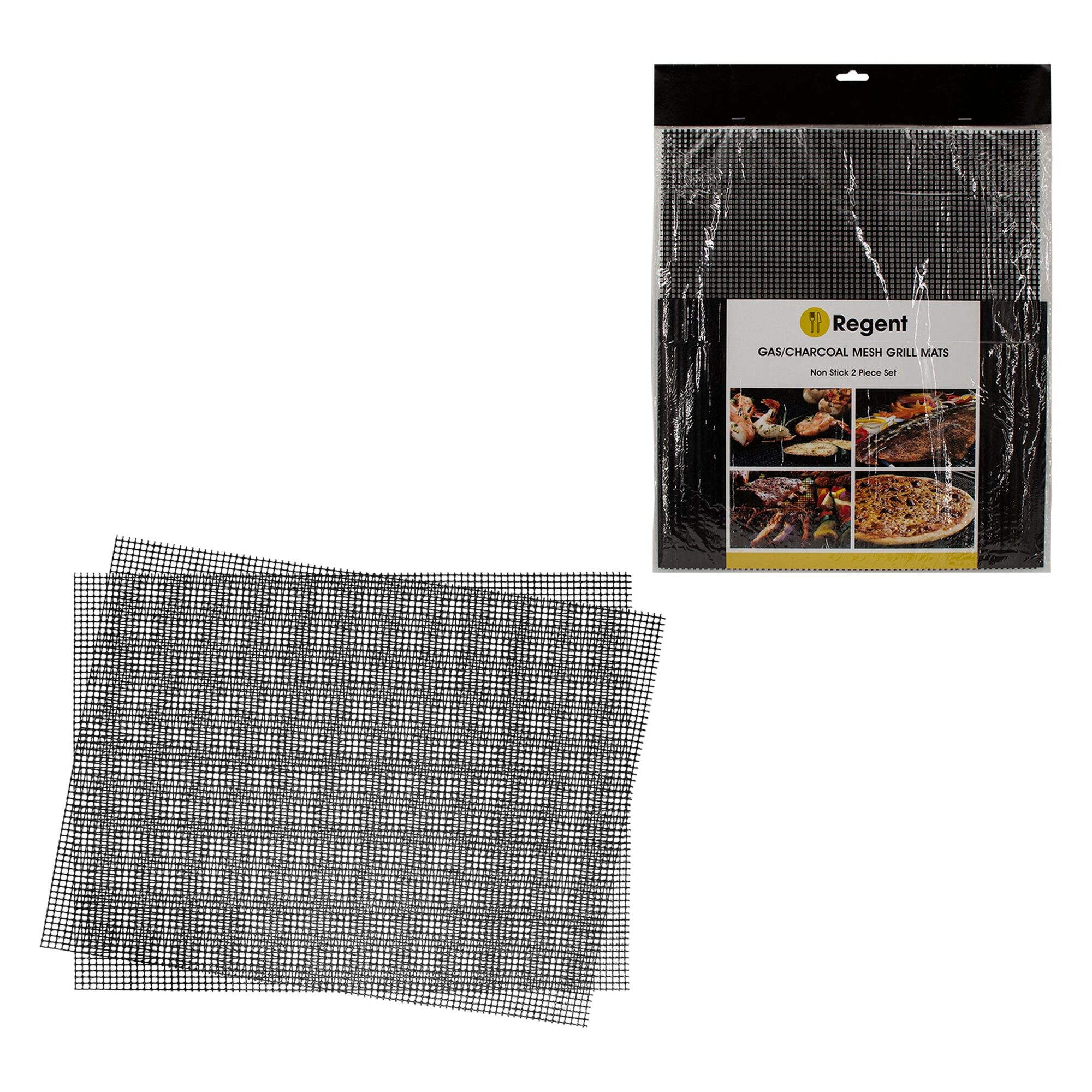REGENT RE-USEABLE BBQ GRILL MESH MATS/AIR FRYER LINERS 2PK, 360X420MM