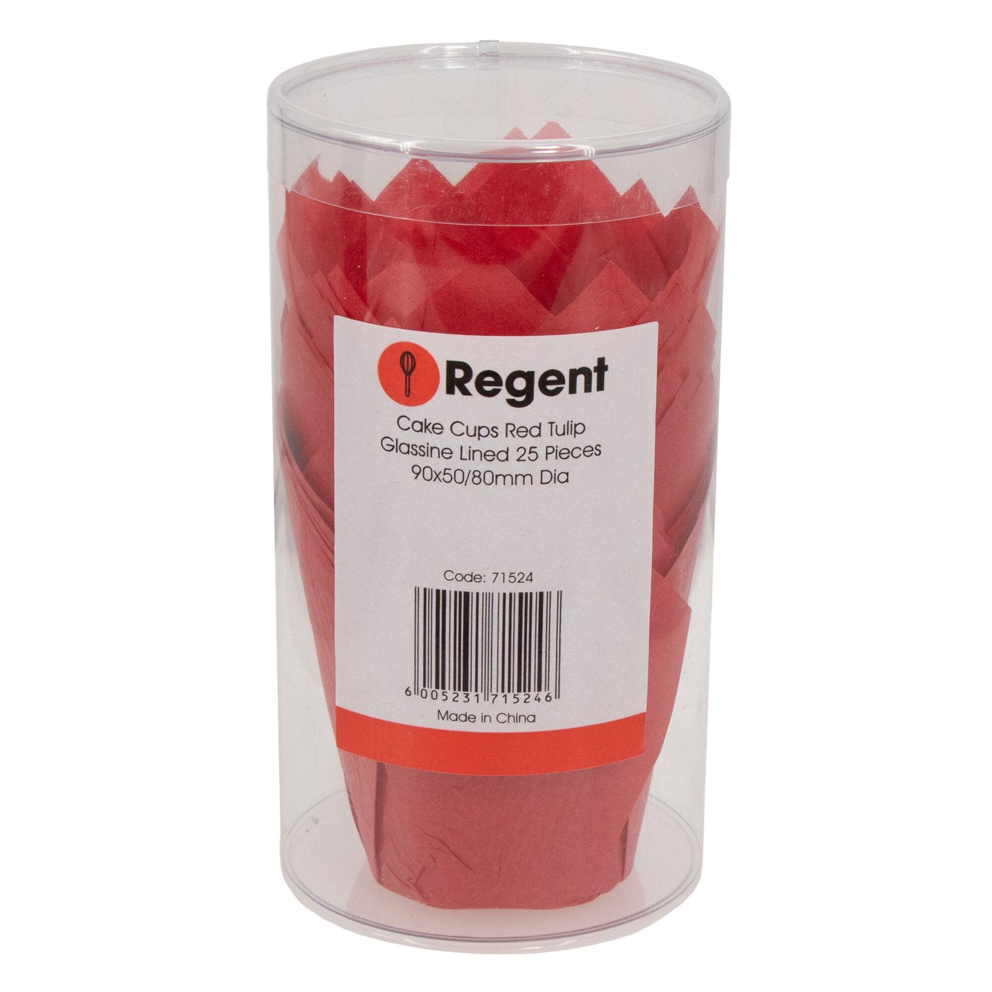 REGENT TULIP MUFFIN CUPS RED GREASE PROOF PAPER 25PK, 80/50MM DIAX90MM