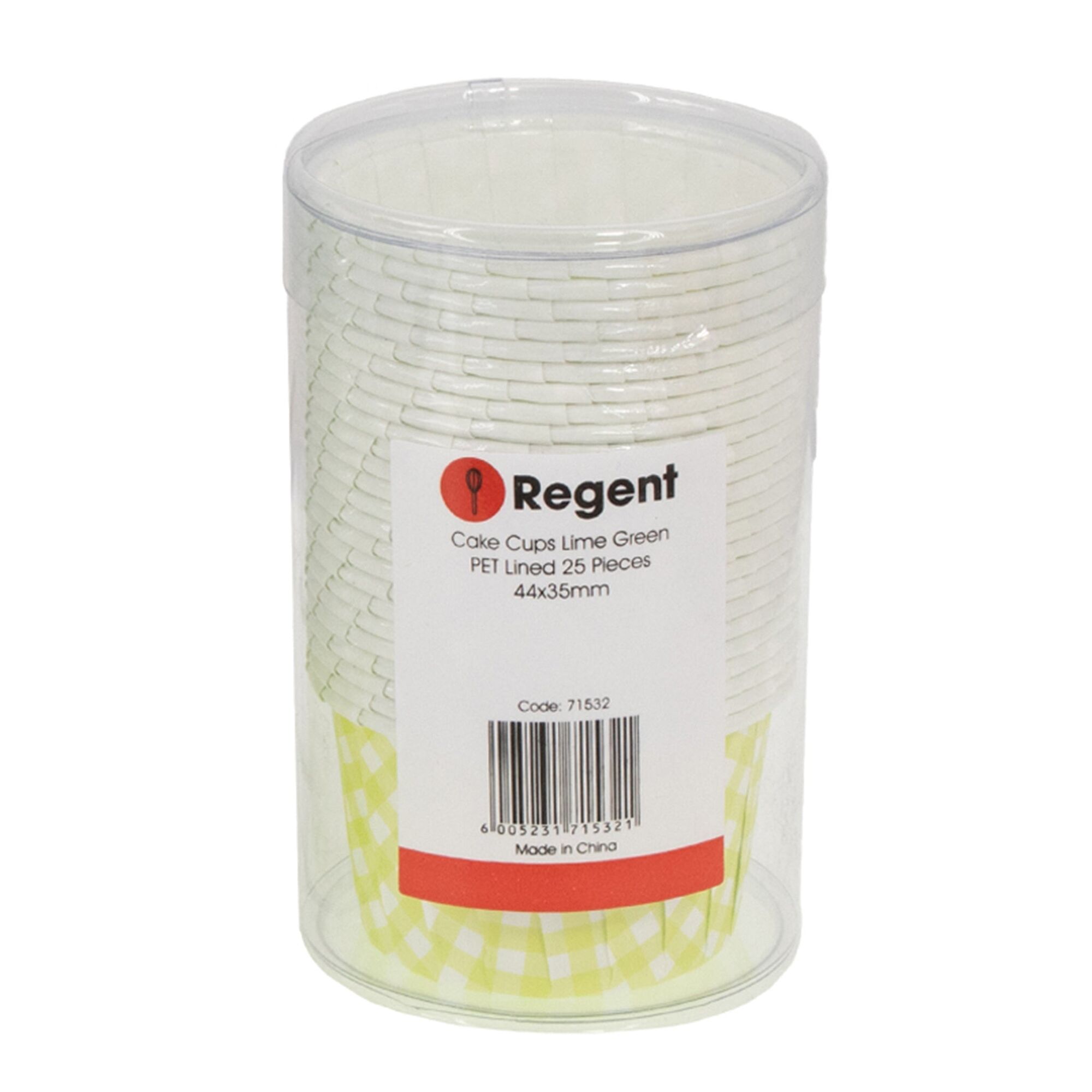 REGENT CAKE/ICE CREAM LIME GREEN CHECK PET LINED 25PK, 55MM DIAX35MM