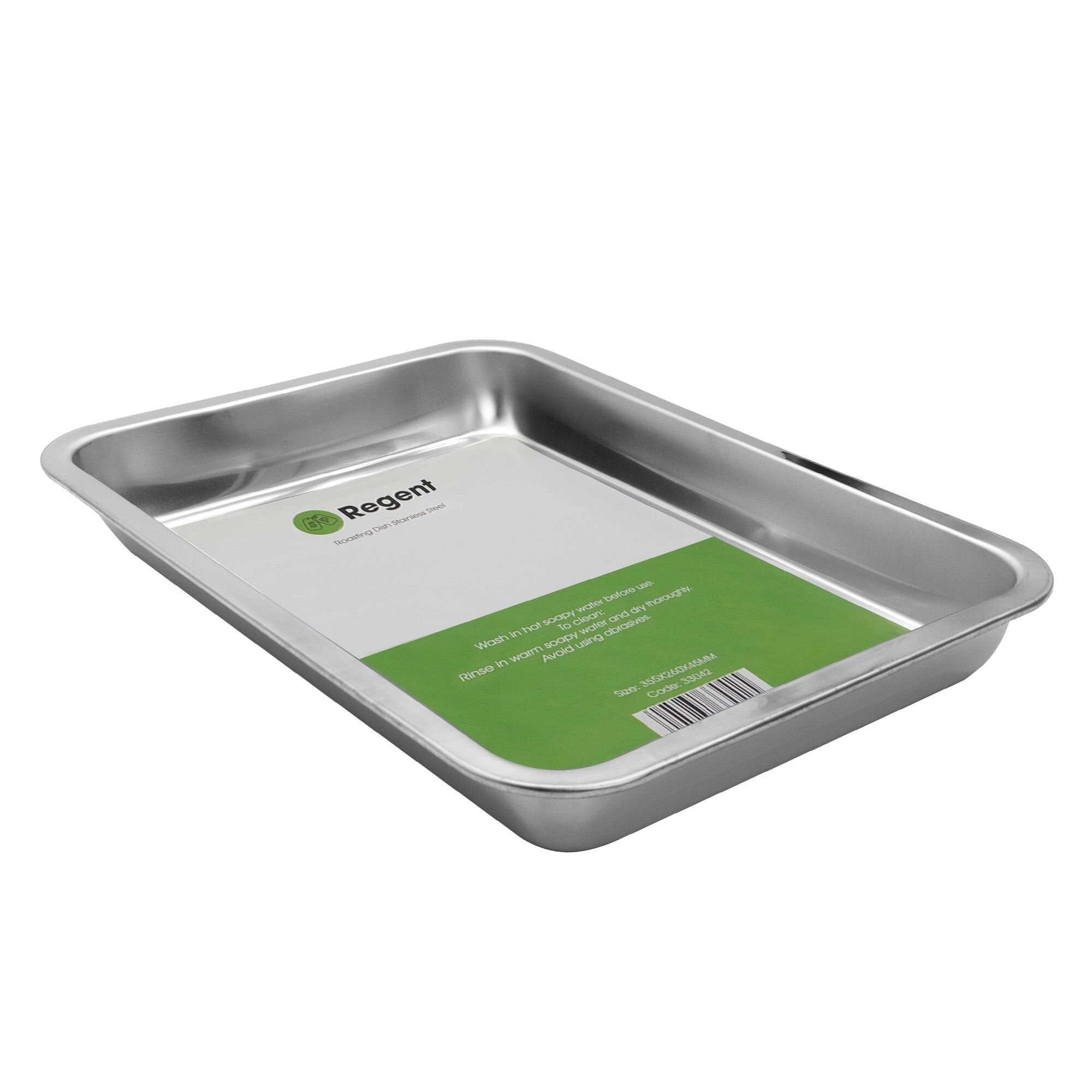 REGENT RECTANGULAR ROASTING DISH STAINLESS STEEL, 355X265MM