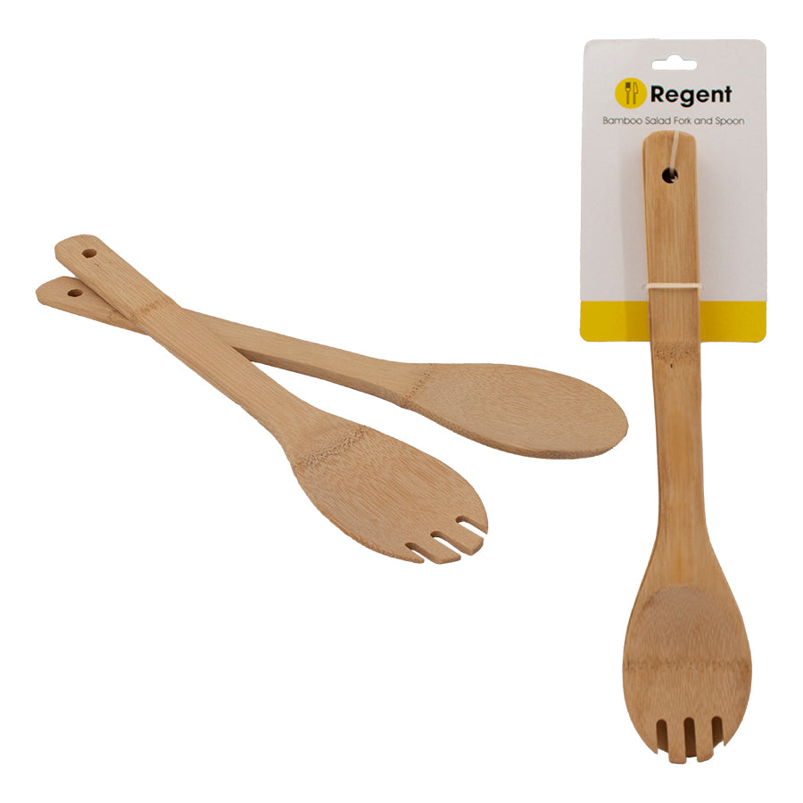 REGENT BAMBOO SALAD FORK AND SPOON 2 PIECES, 300MM