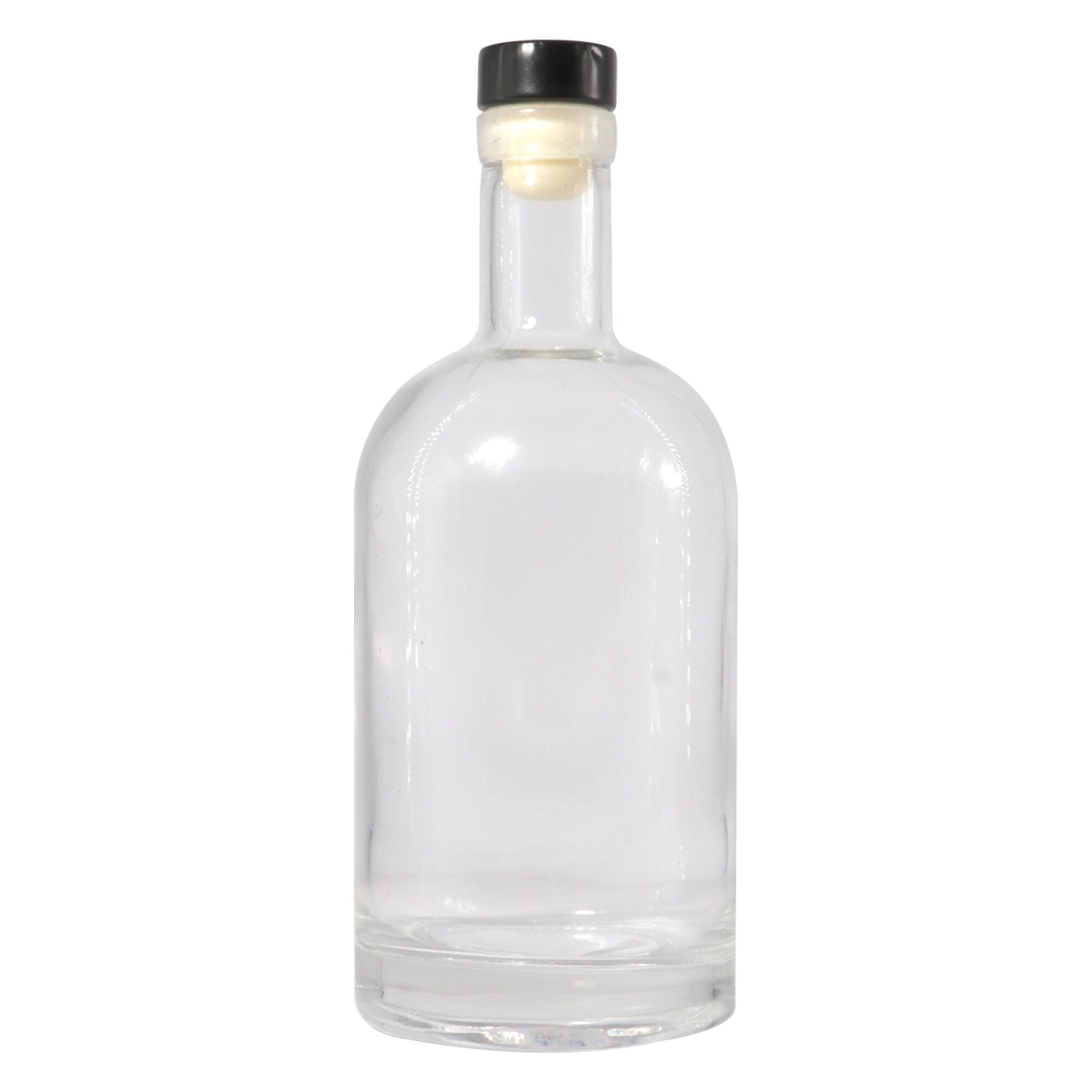 REGENT GLASS GIN BOTTLE WITH BLACK STOPPER, 500ML