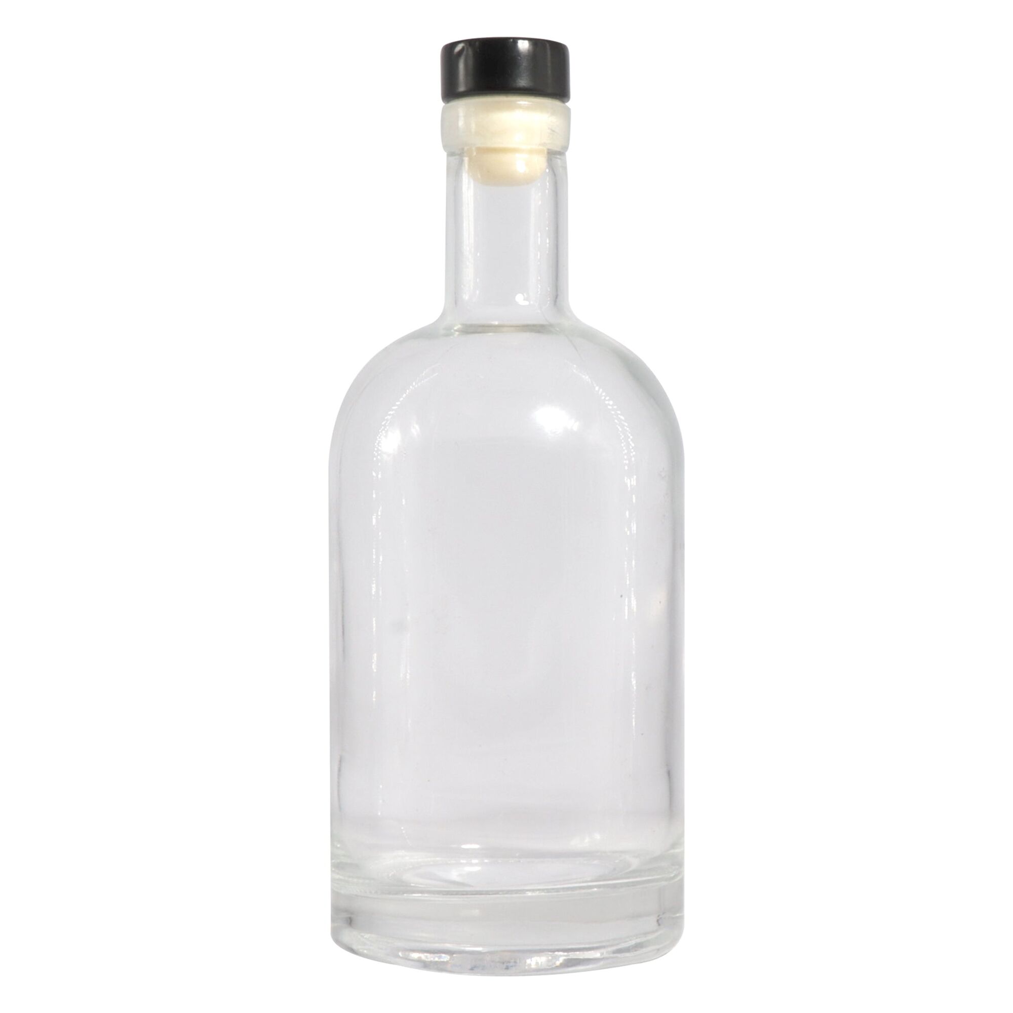 REGENT GLASS GIN BOTTLE WITH BLACK STOPPER, 750ML
