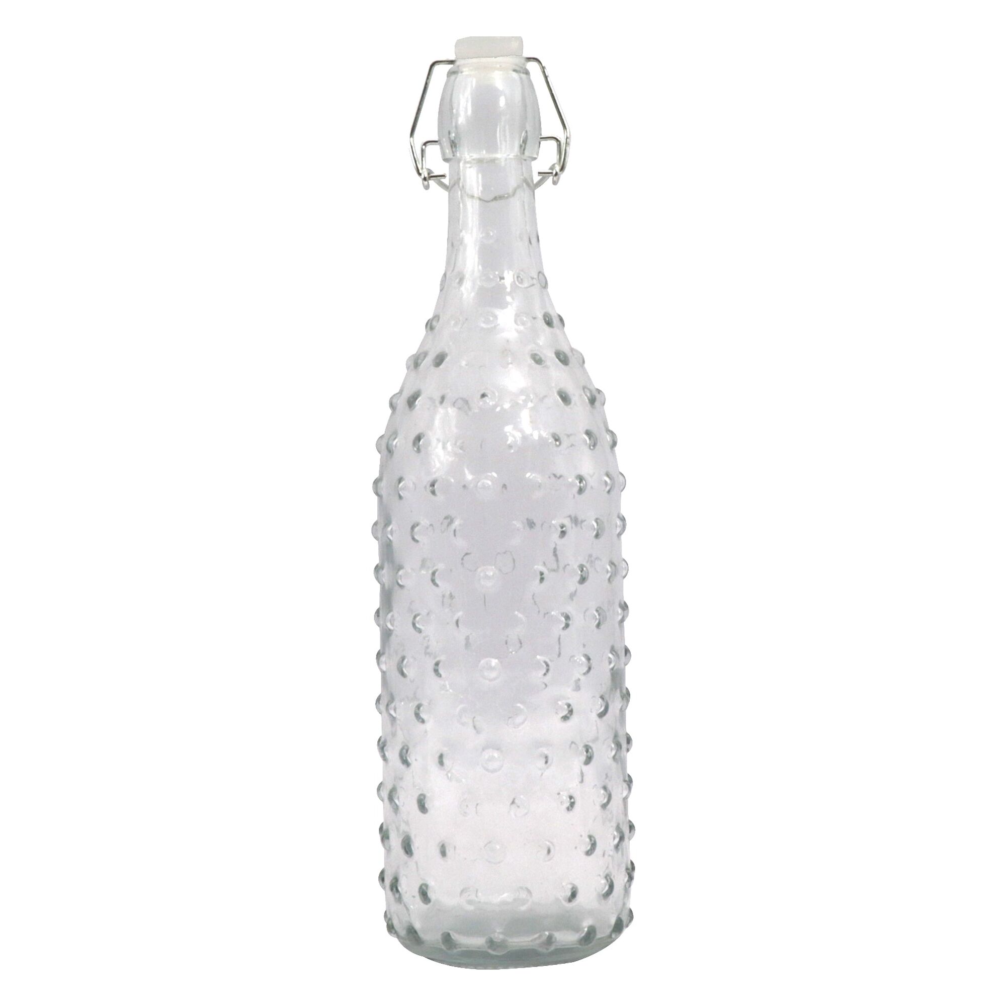 REGENT GLASS HOBNAIL BOTTLE WITH CLIP TOP LID, 1LT