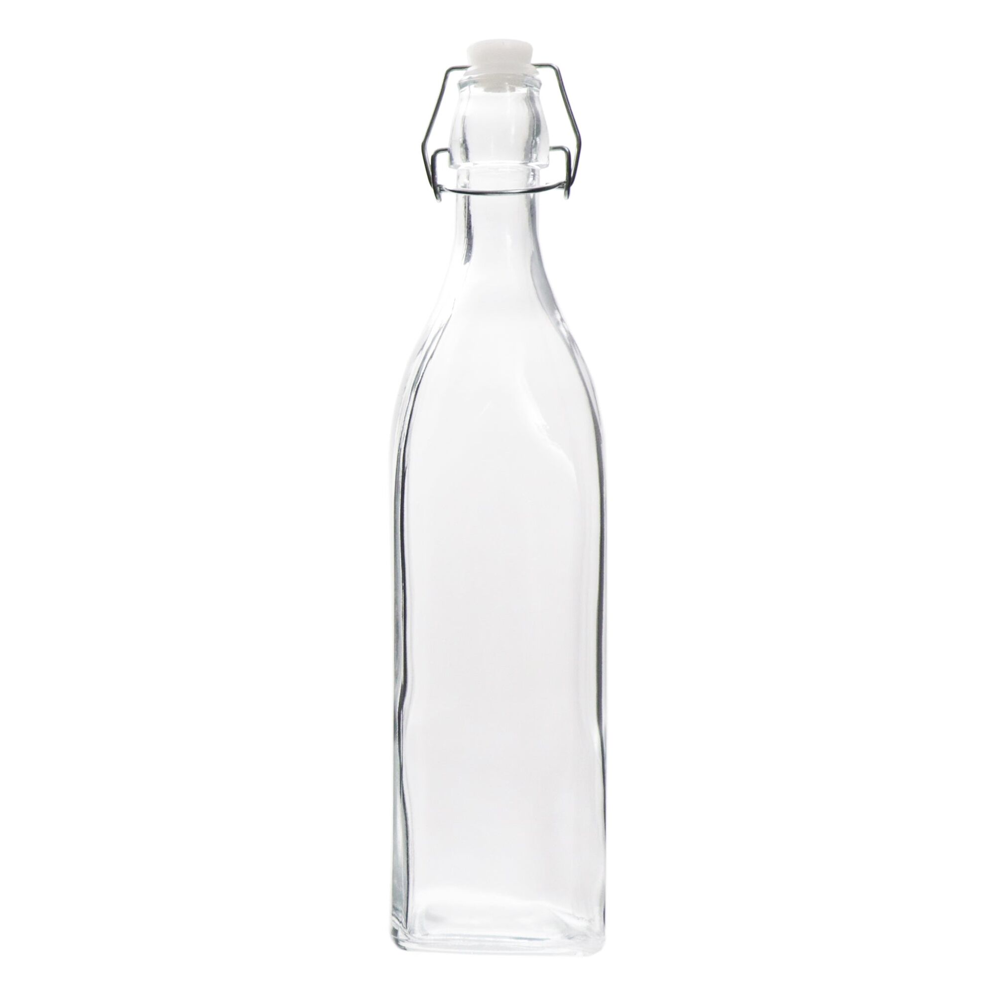 REGENT GLASS SQUARE BOTTLE WITH CLIP-TOP LID, 500ML