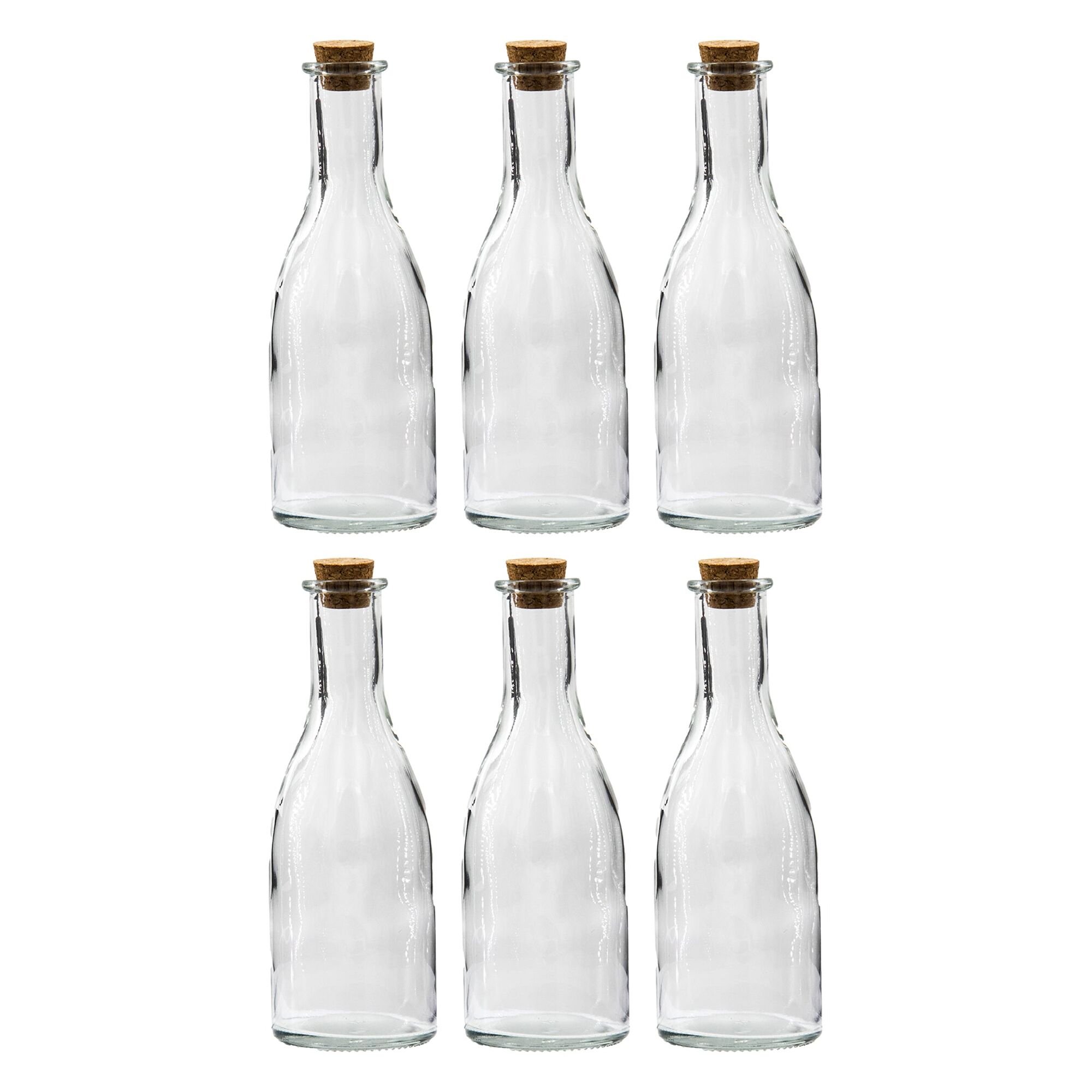REGENT GLASS OIL/VINEGAR BOTTLE ROUND WITH CORK LID 6 PACK, 300ML