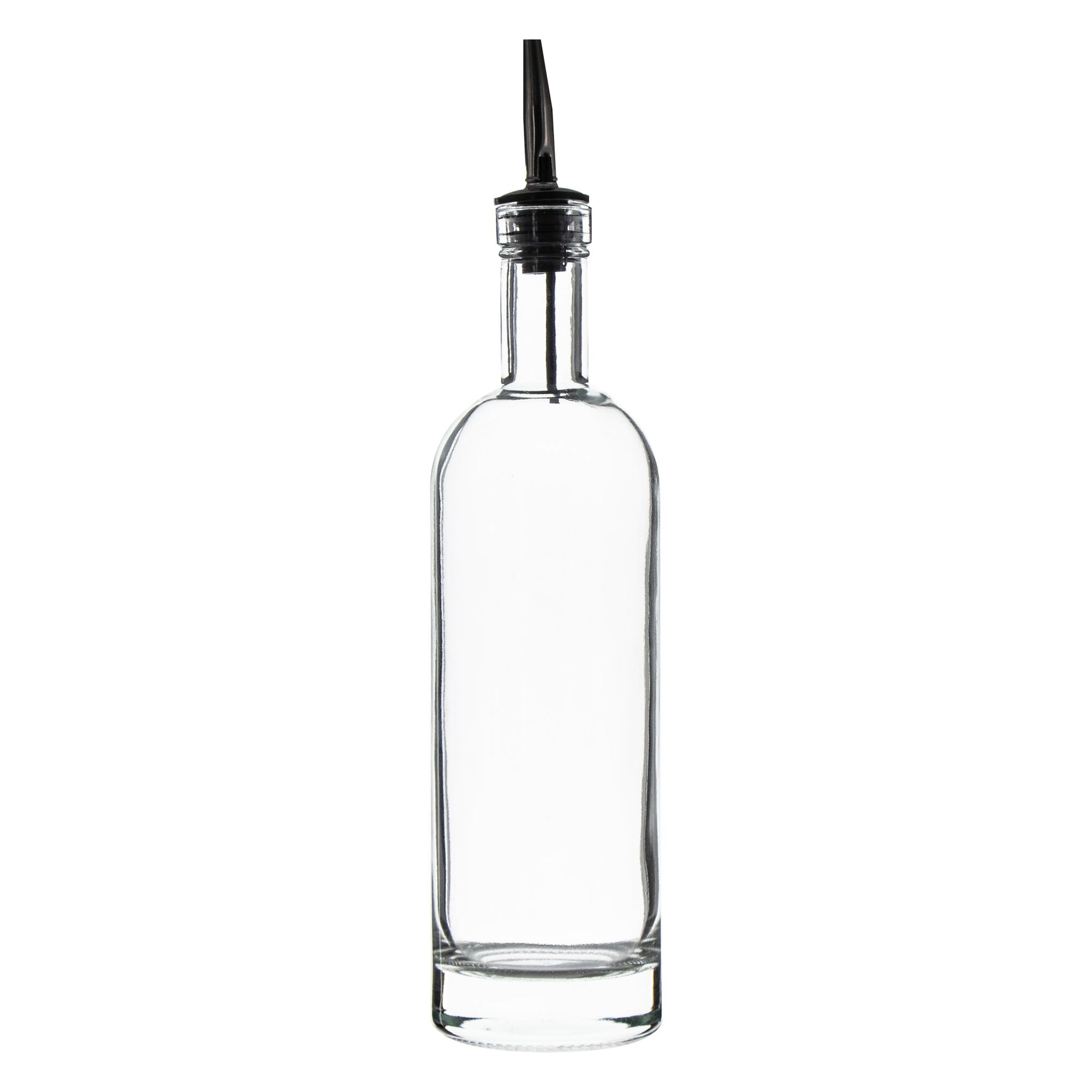 REGENT GLASS OIL/VINEGAR ROUND BOTTLE WITH HEAVY BASE AND POURER, 500ML