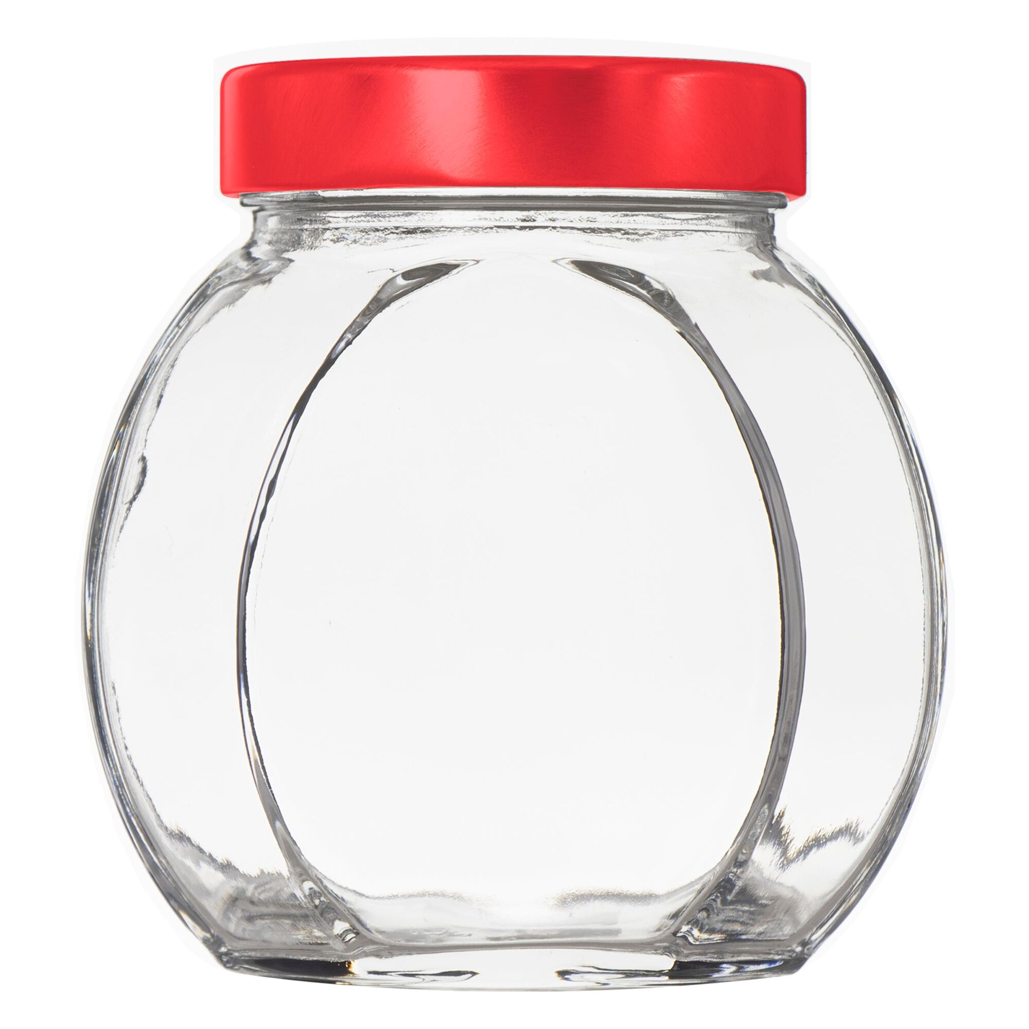 REGENT GLASS FACETED JAR WITH LID, 380ML