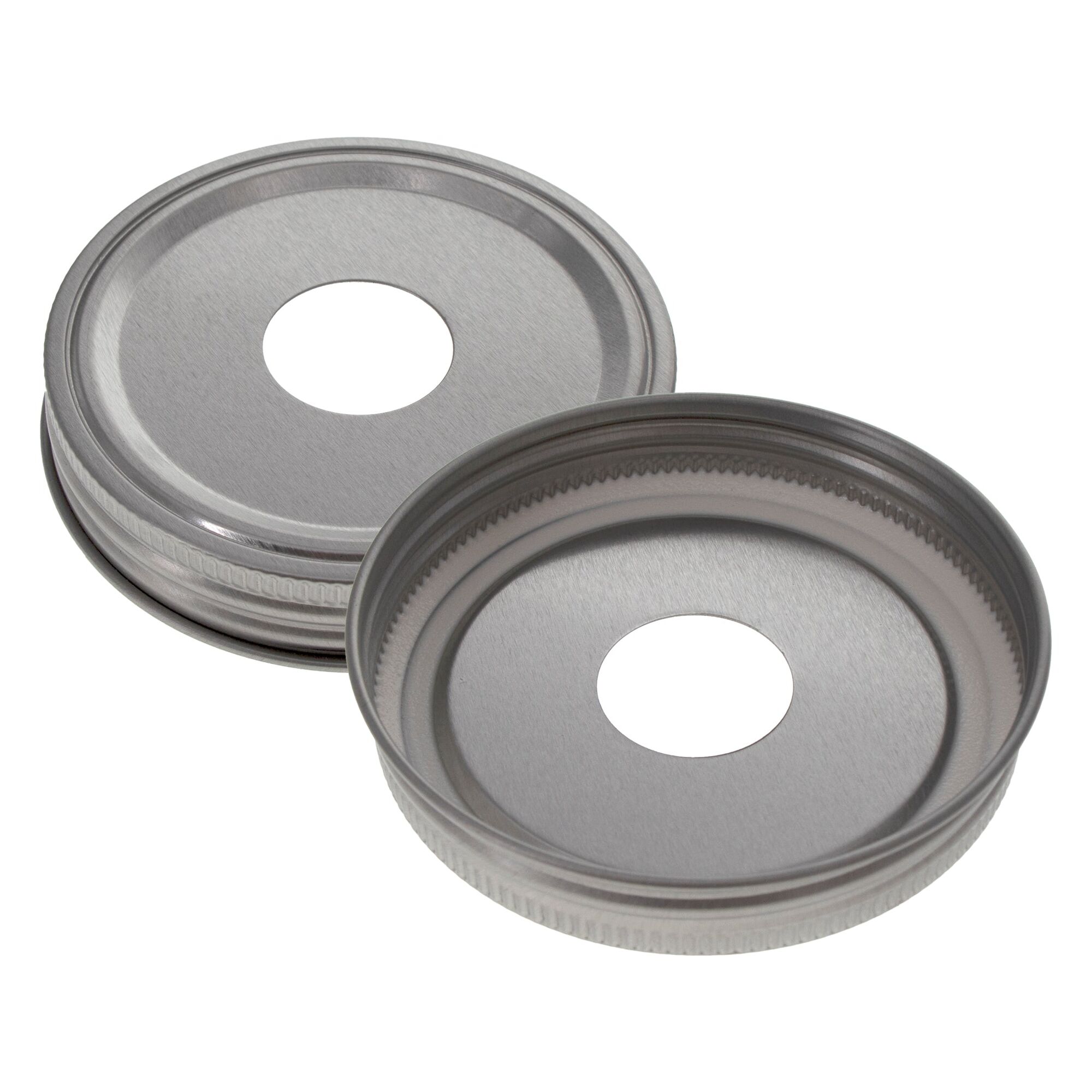 REGENT JAR LIDS WITH CUT OUT FOR CANDLE OR STRAW ST. STEEL 2 PACK (90MM DIA)