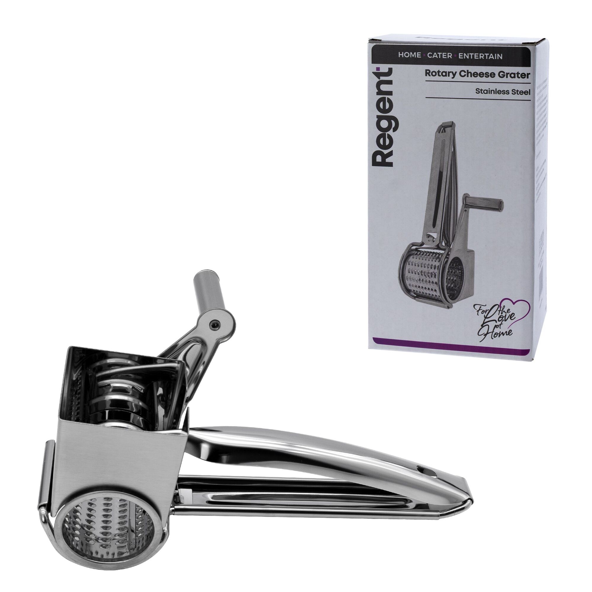 REGENT KITCHEN ROTARY CHEESE GRATER STAINLESS STEEL, 200MM