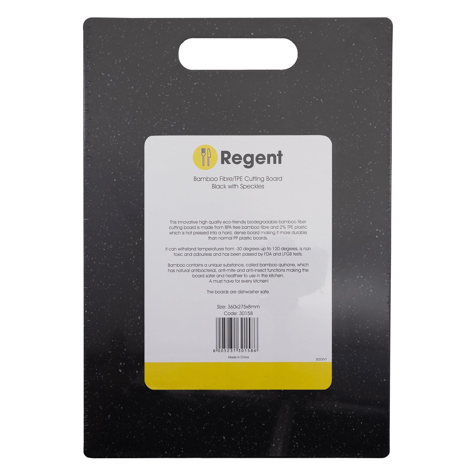 REGENT KITCHEN CUTTING BOARD BAMBOO FIBER/TPE BLACK WITH SPECKLES, 365X275MM