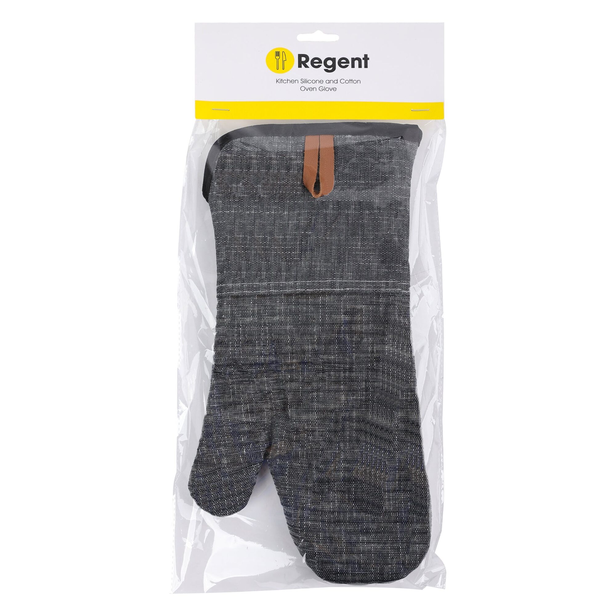REGENT KITCHEN SILICONE AND COTTON OVEN GLOVE BLACK, 350MM
