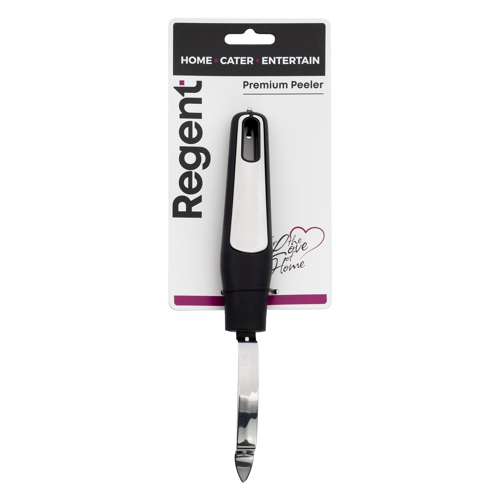 REGENT PREMIUM PEELER STAINLESS STEEL WITH PP+SS BLACK HANDLE, 220MM