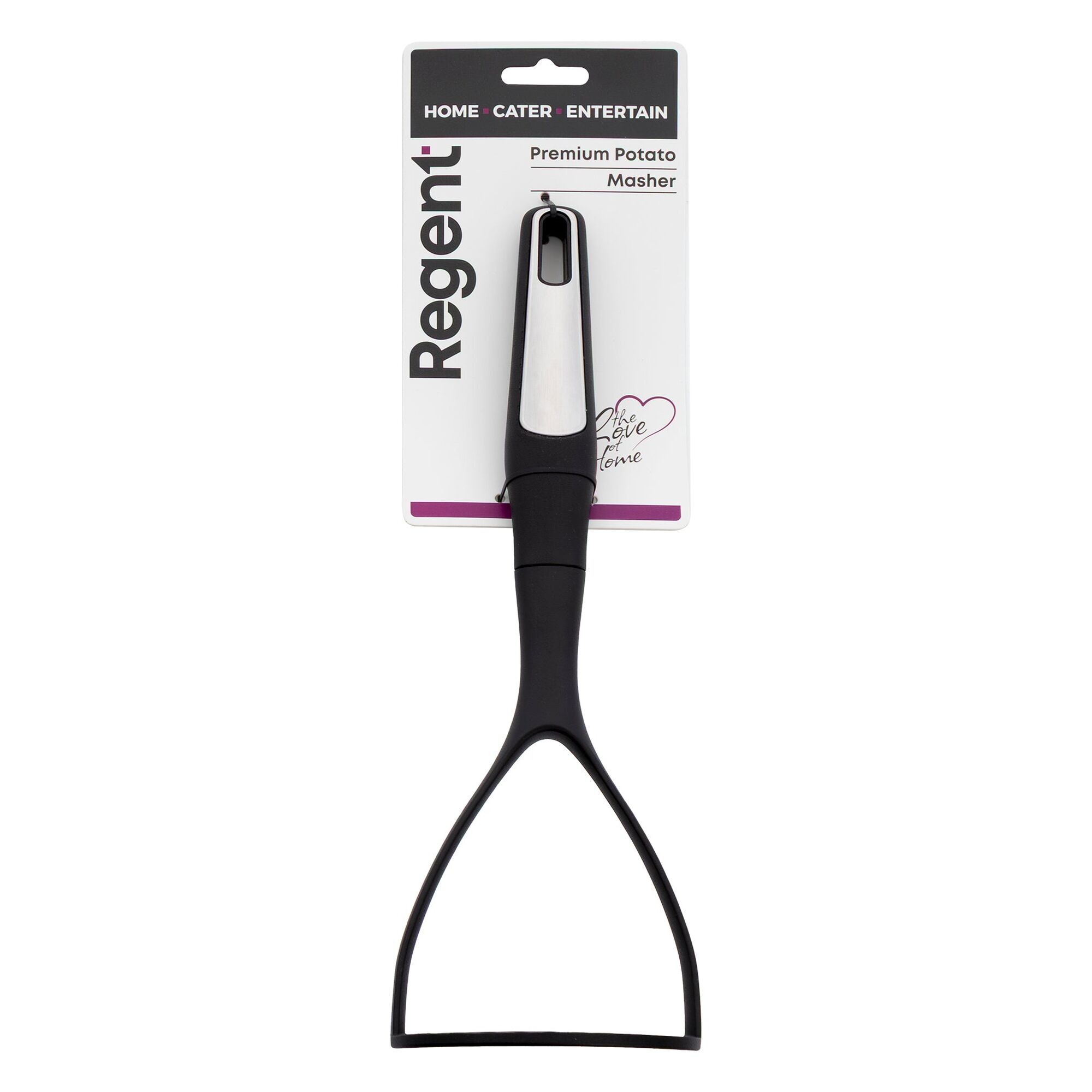 REGENT PREMIUM POTATO MASHER BLACK NYLON WITH PP+SS HANDLE, 300MM