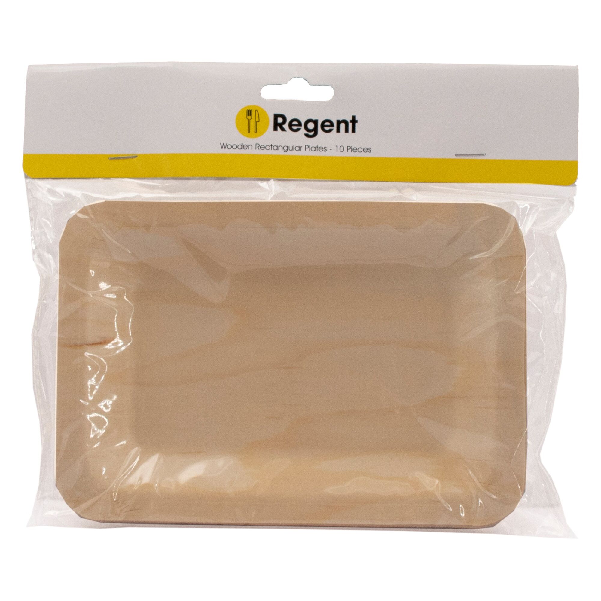 REGENT DISPOSABLE WOODEN RECTANGULAR PLATES 10PCS, 190MM