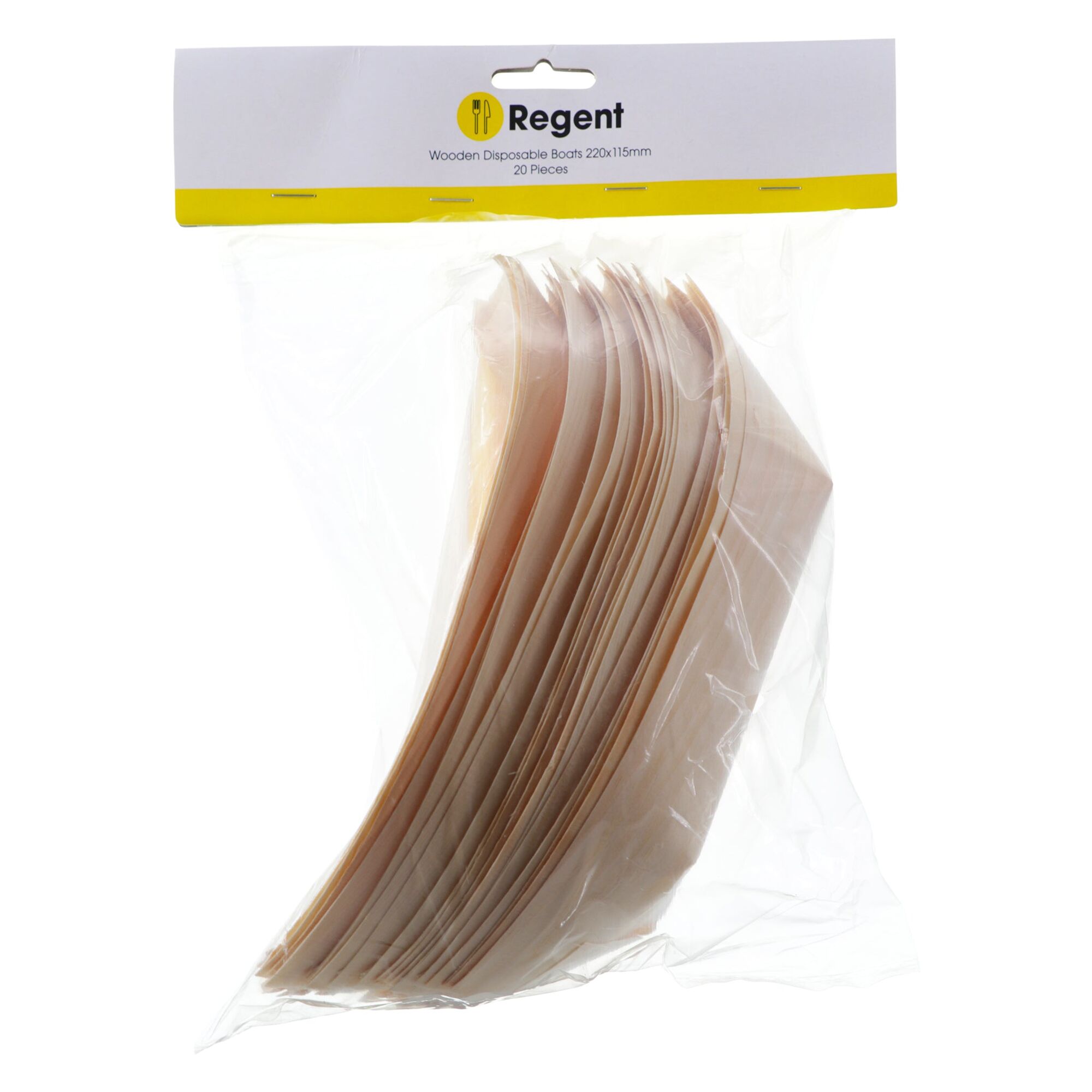 REGENT DISPOSABLE WOODEN BOAT LARGE 20PCS, 210MM
