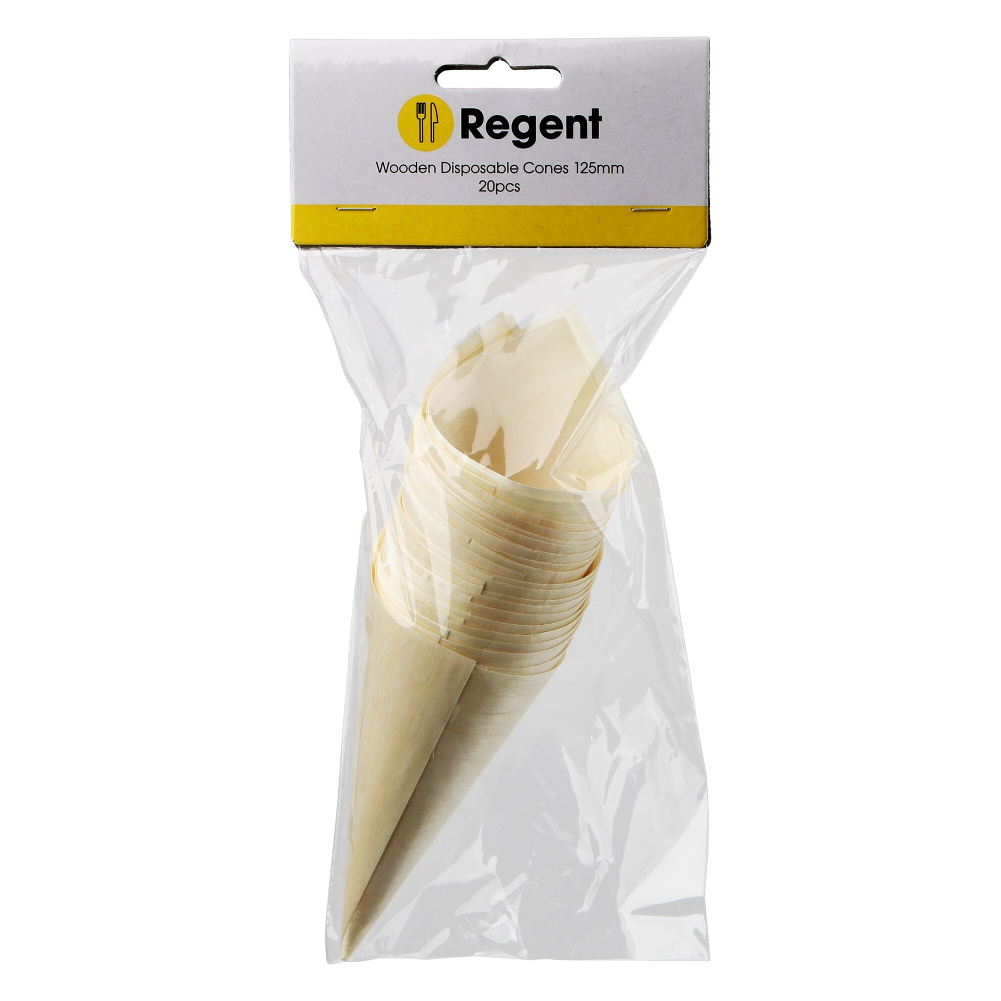 REGENT DISPOSABLE WOODEN CONES 20PCS, 125MM